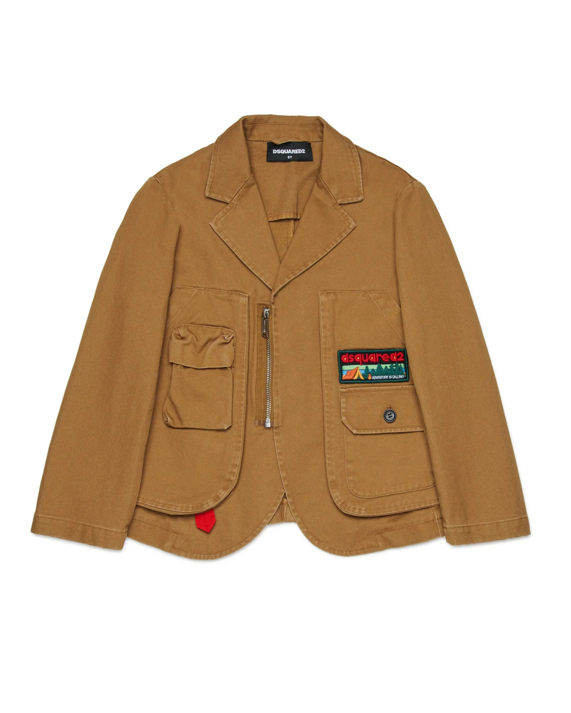 Dsquared2 Kids Giacca Marrone con Patch Logo e Tasconi Cargo Frontali