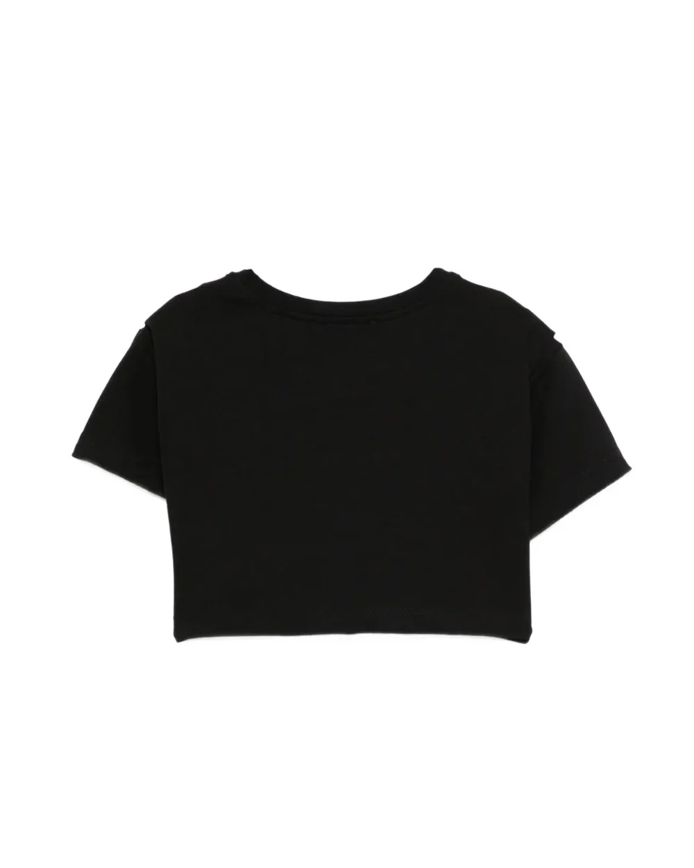 John Richmond Kids T-shirt Cropped Nero con Stampa Logo a Contrasto per Bambine