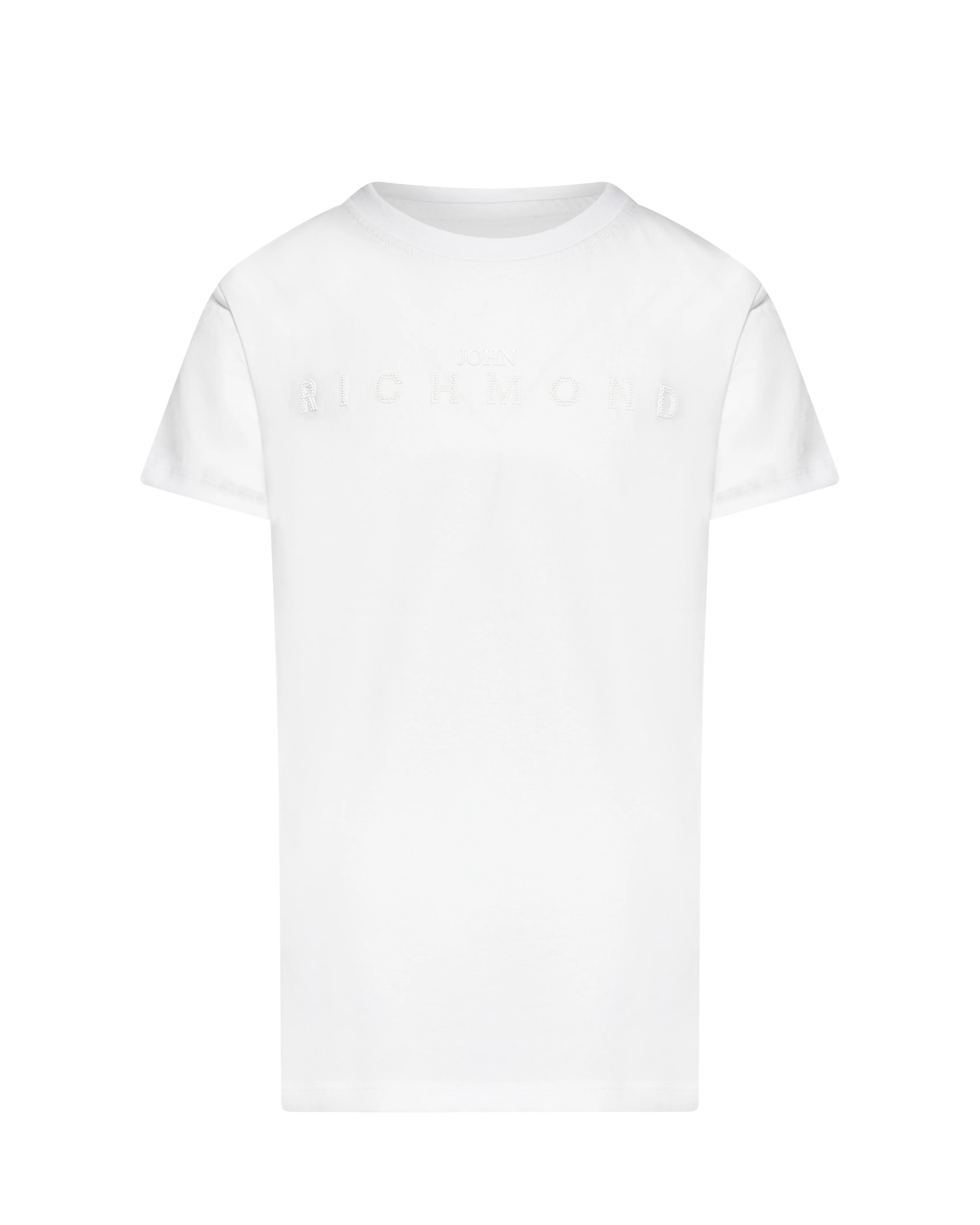 John Richmond Kids T-Shirt Bianco con Logo Ricamato per Bambini