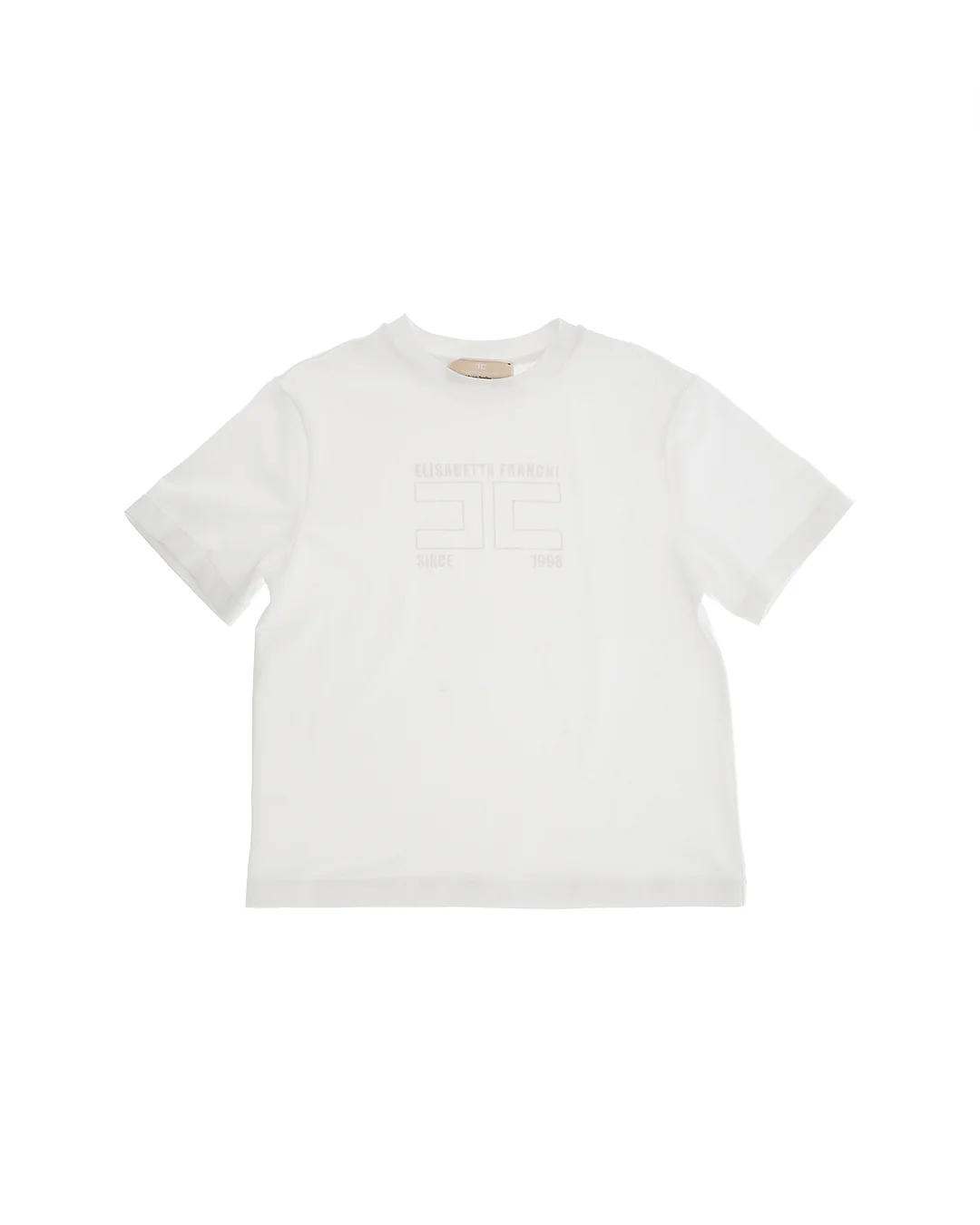 Elisabetta Franchi La Mia Bambina T-shirt Bianca Girocollo con Stampa Logo per Bambine