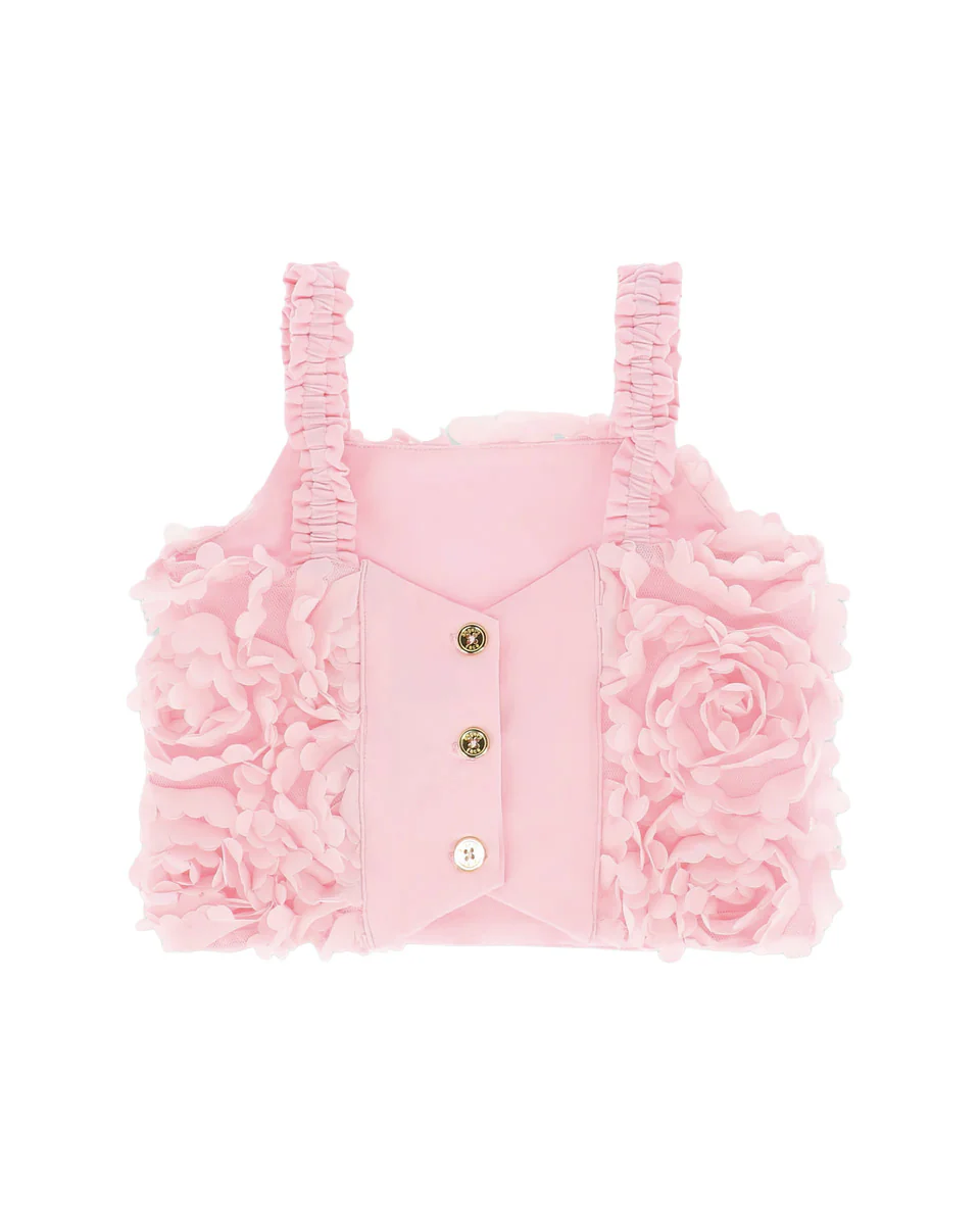 Angel's Face Kids Paeton Top Rosa con Applicazioni Rose per Bambine