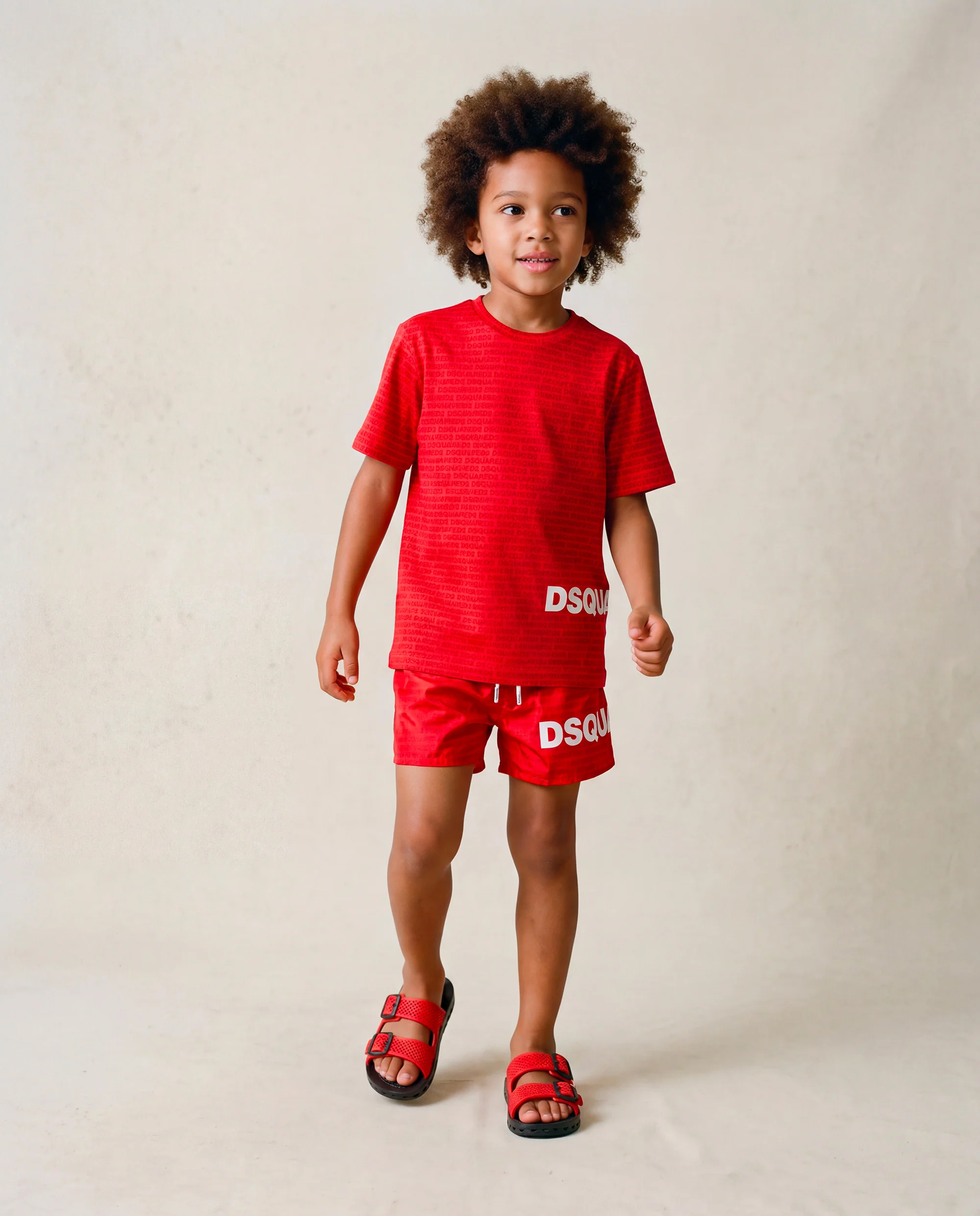 Dsquared Kids T-shirt per Bambini con Stampe Logo All-Over e Maxi Stampa a Contrasto per Bambini