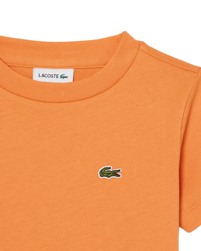 Lacoste Kids T-Shirt Arancione con Ricamo Logo Unisex