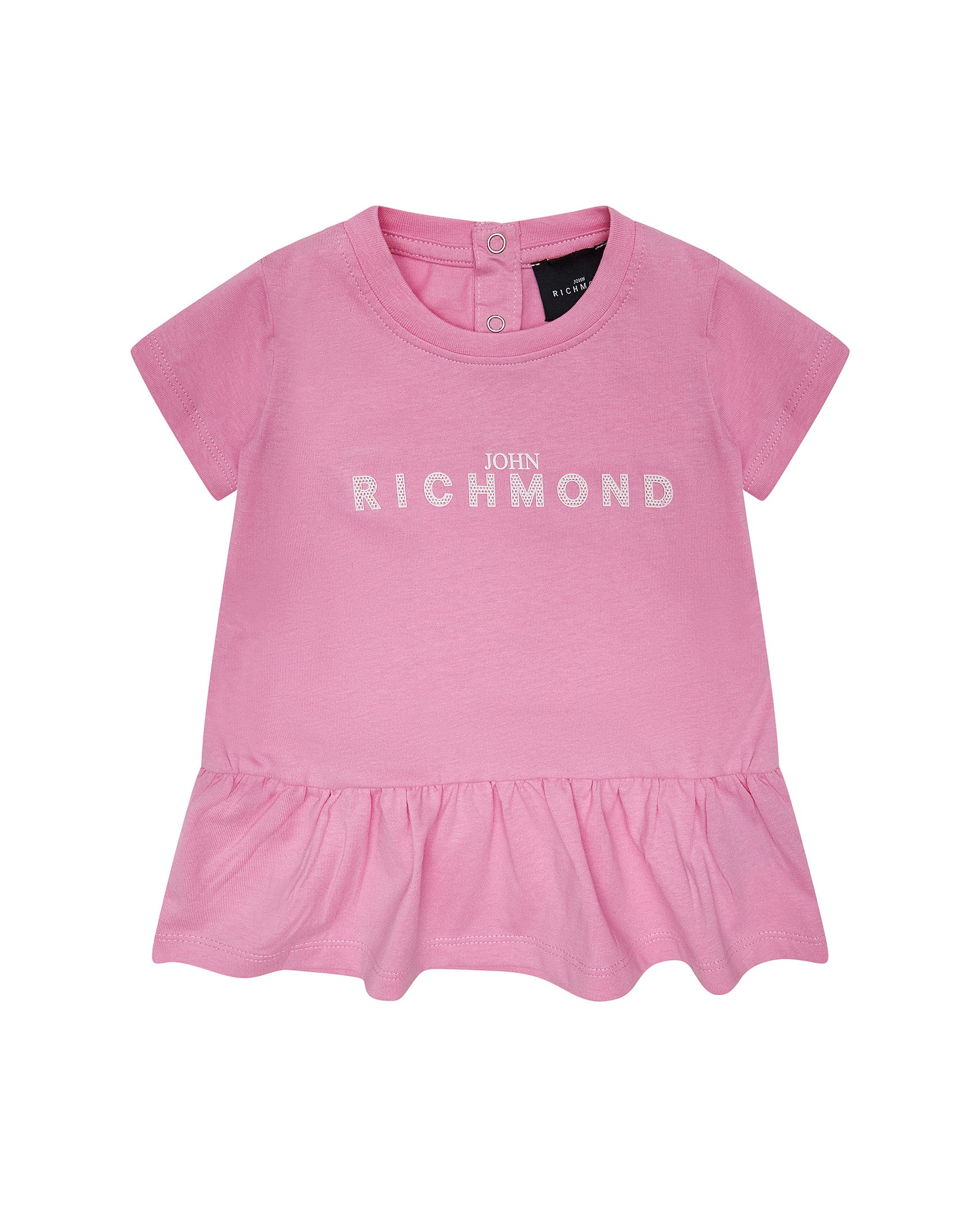 John Richmond Kids Abito Rosa con Logo Ricamato per Neonate