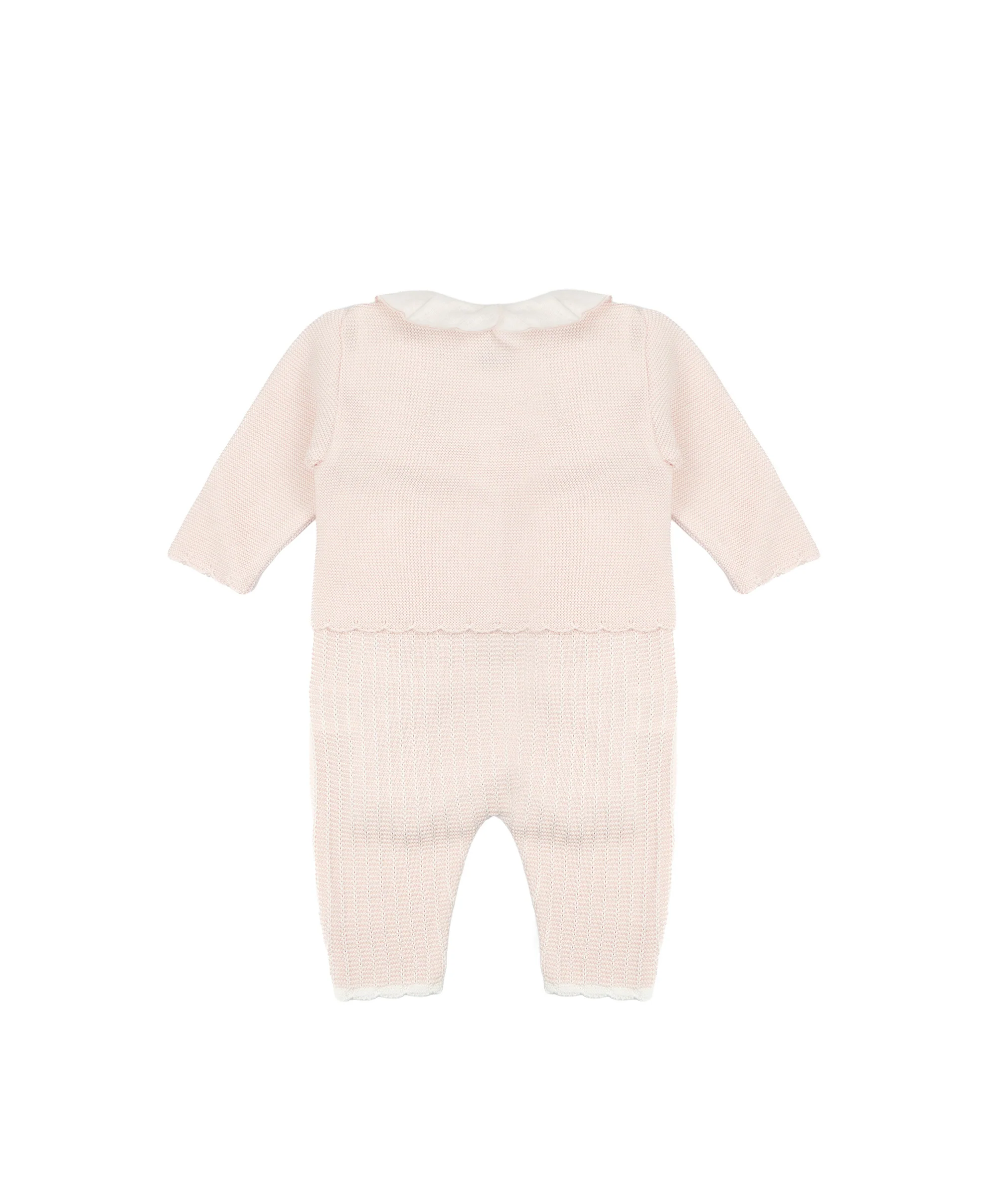 Marlù Completo 2pz Rosa/Bianco con Colletto Rouche per Neonate