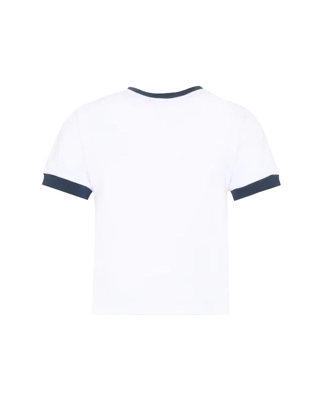 Msgm Kids T-Shirt Bianco e Blu con Stampa per Bambine
