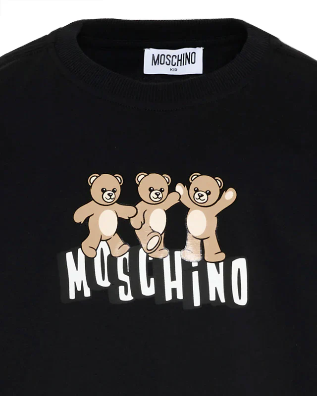 Moschino Kids Maxi T-Shirt Nero con Teddy Bear per Bambini