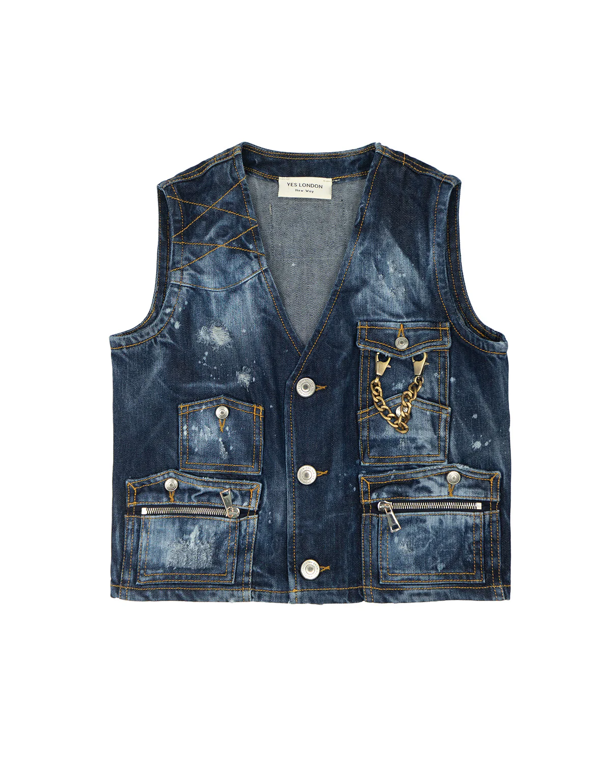 Yes London Kids Gilet in Denim Effetto Sfumato per Bambini