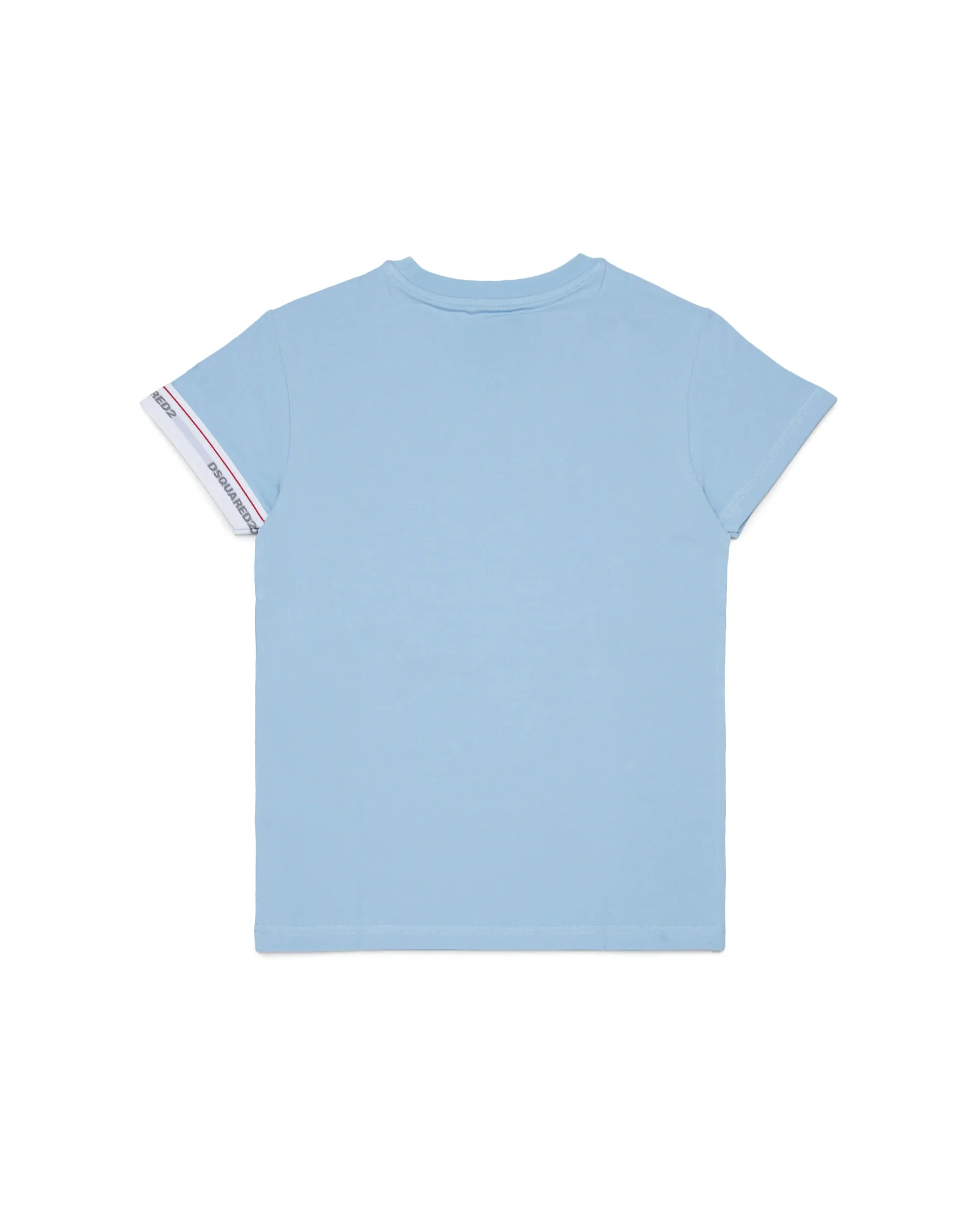 Dsquared2 Kids T-shirt Blue Mist con Dettaglio Logo Manica a Contrasto per Bambini