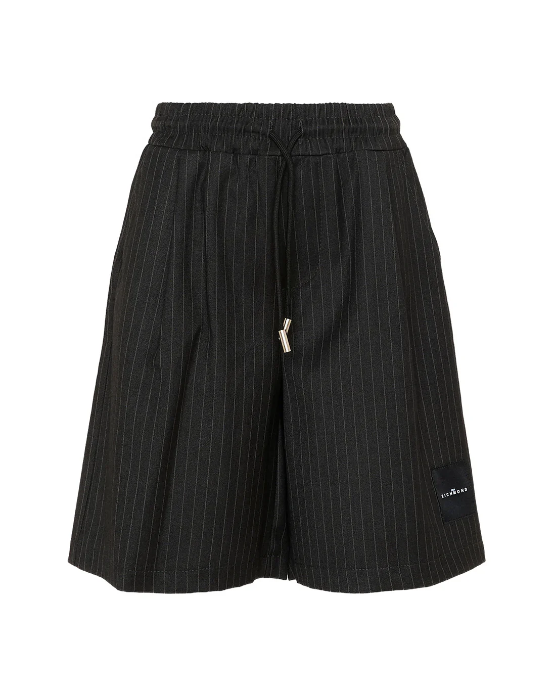 John Richmond Kids Bermuda Nero Gessato con Logo per Bambini
