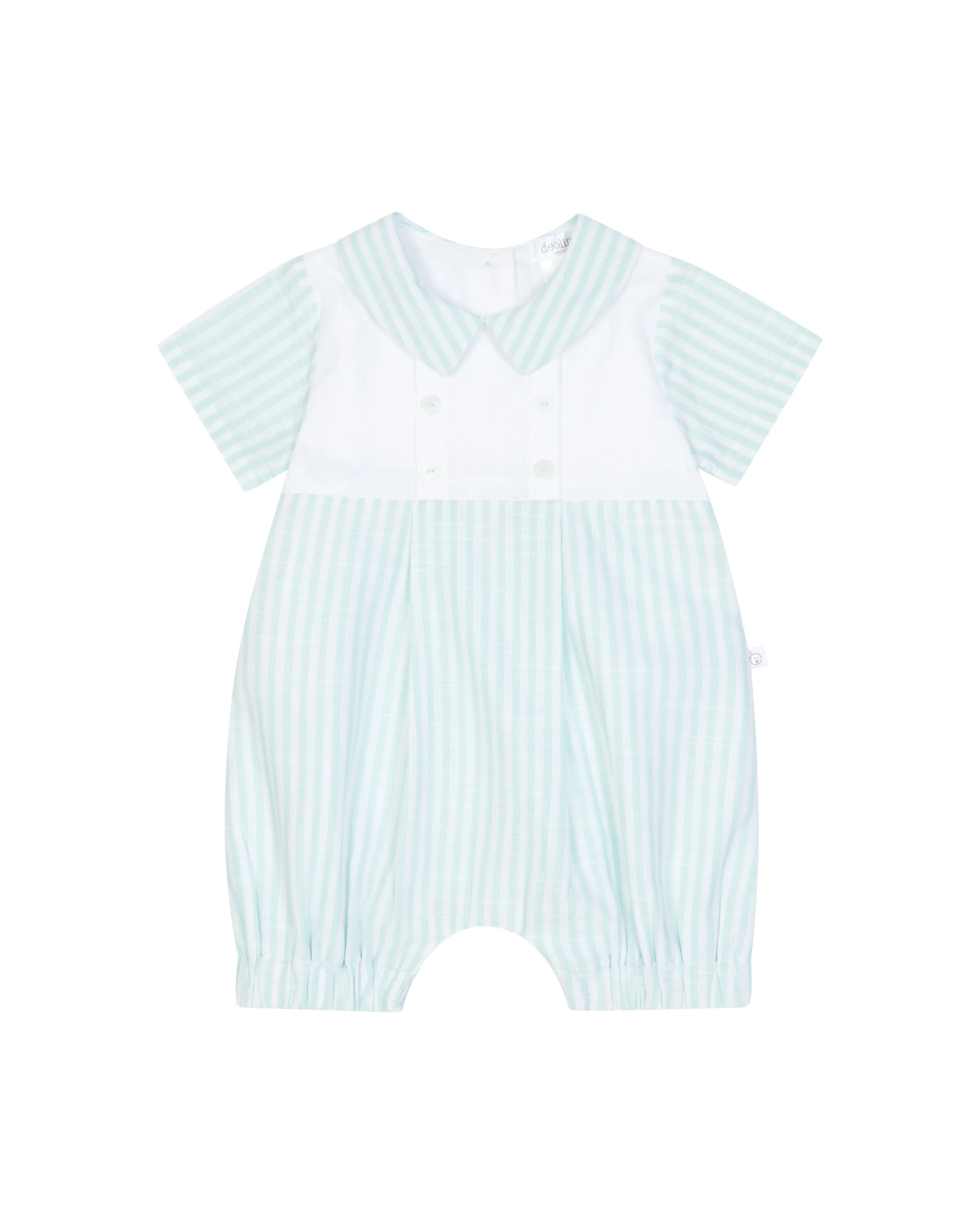 Deolinda Kids Pagliaccetto Fantasia a Righe Bianco e Verde per Neonate