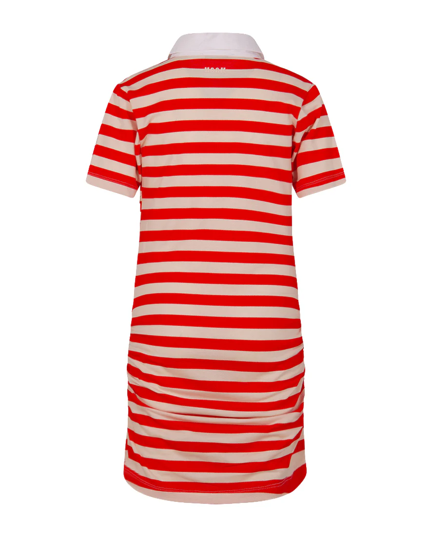 Msgm Kids Abito Rosso/Bianco Modello Polo a Righe per Bambine