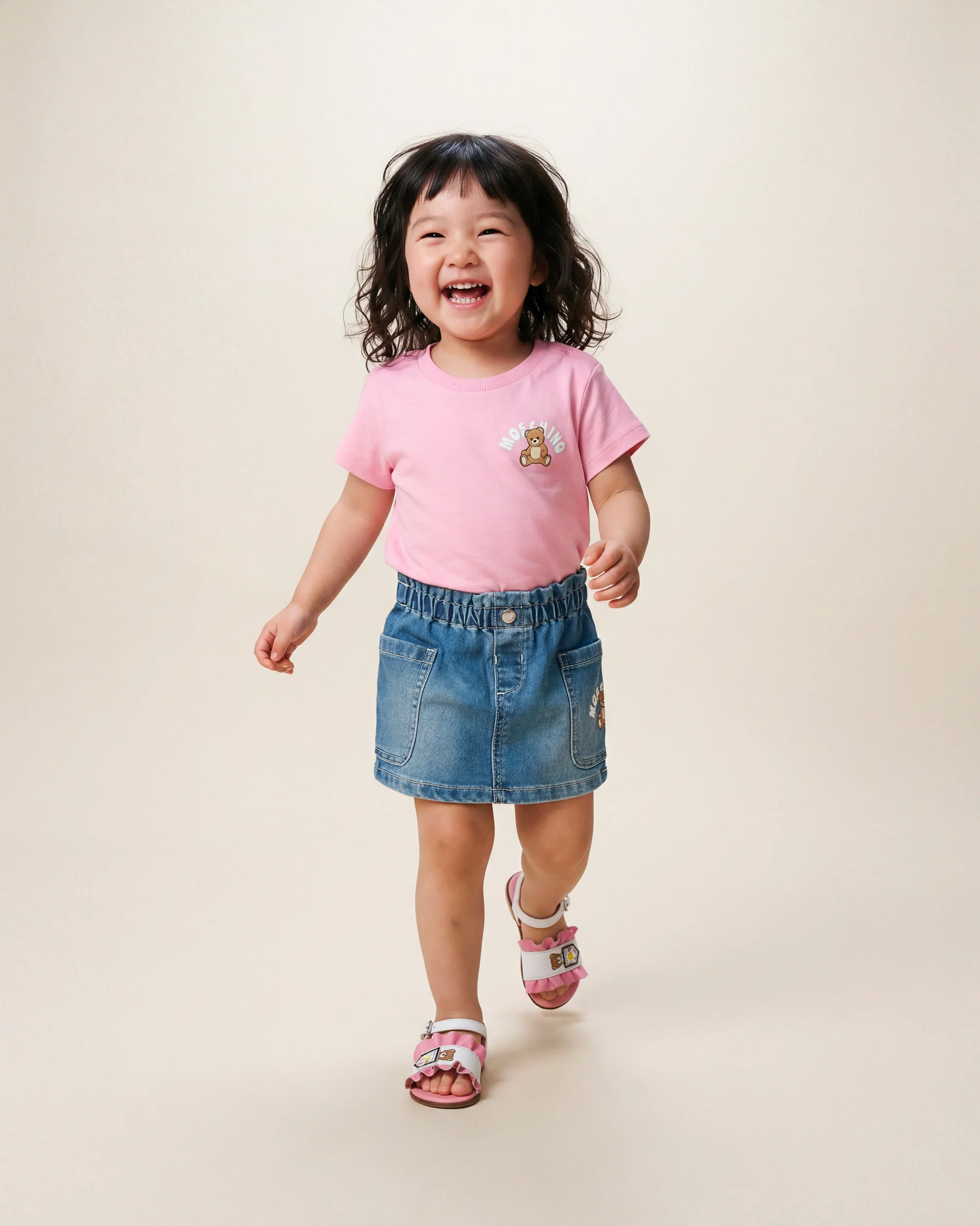 Moschino Kids T-Shirt Rosa con Logo Teddy Bear per Neonati
