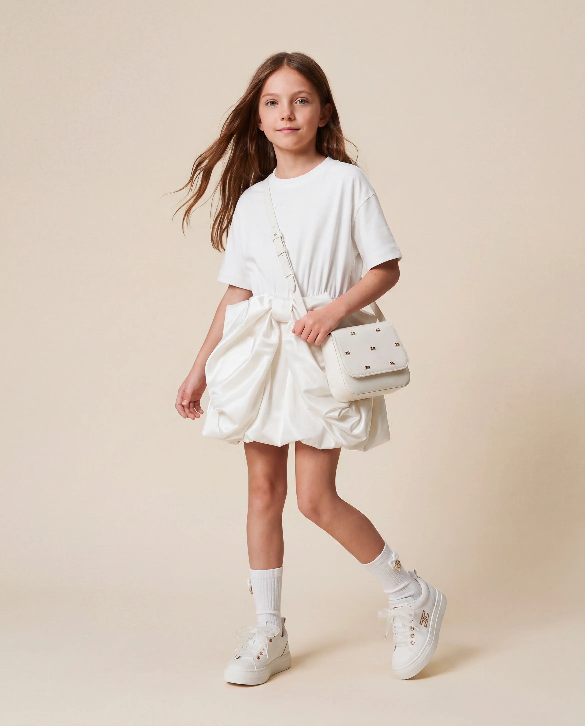 Pinko Kids Abito Panna con Maxi Fiocco per Bambine