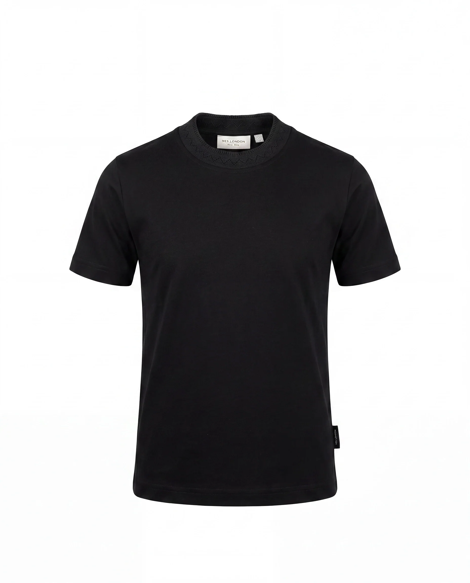 Yes London Kids T-Shirt Nero con Colletto Ricamato per Bambini