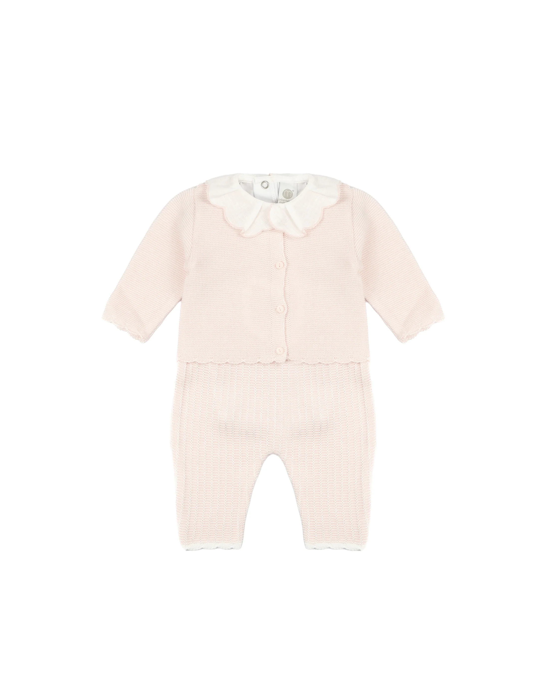 Marlù Completo 2pz Rosa/Bianco con Colletto Rouche per Neonate