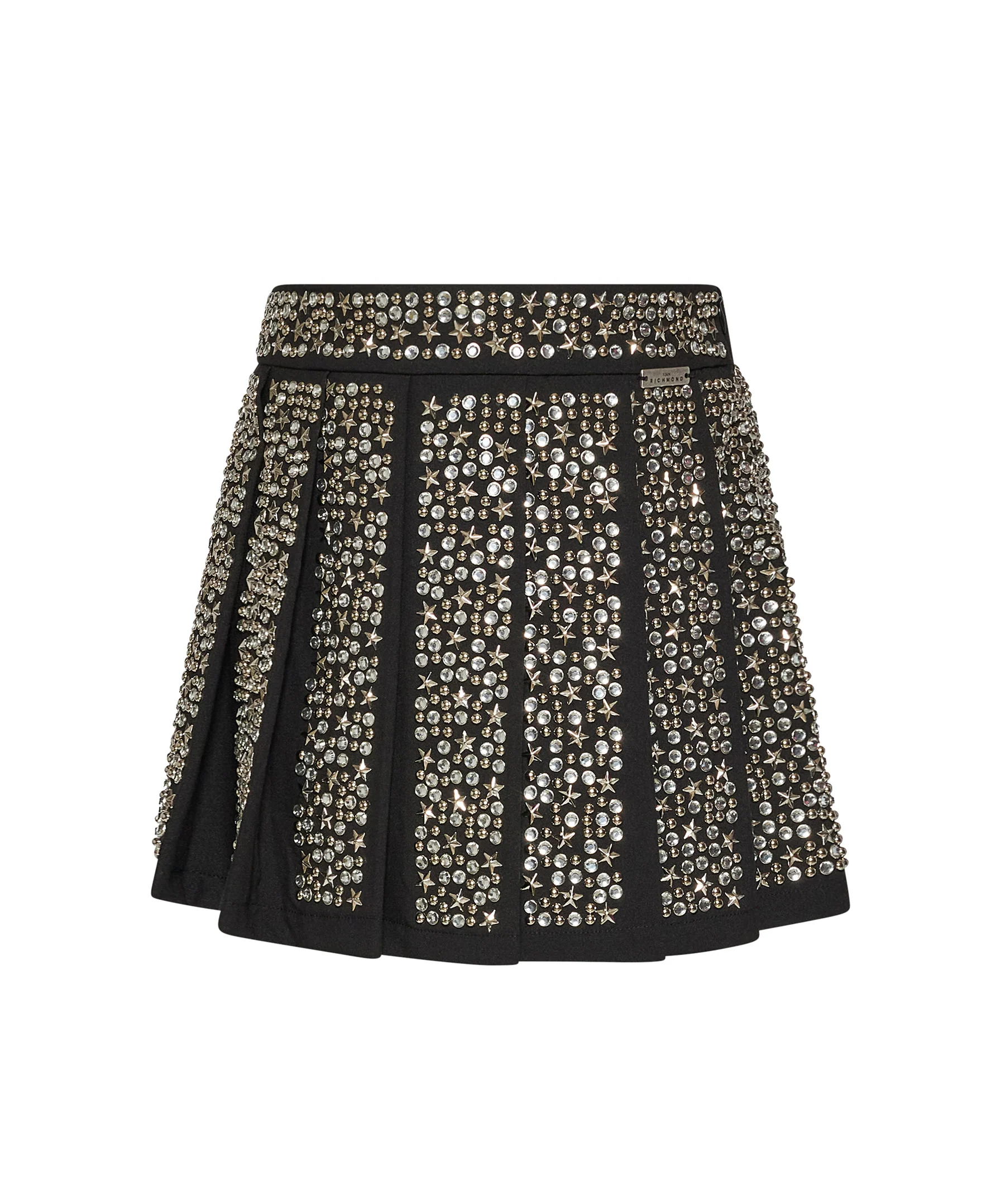 John Richmond Kids Gonna Nera Plissettata con Motivo Strass All'Over per Bambine