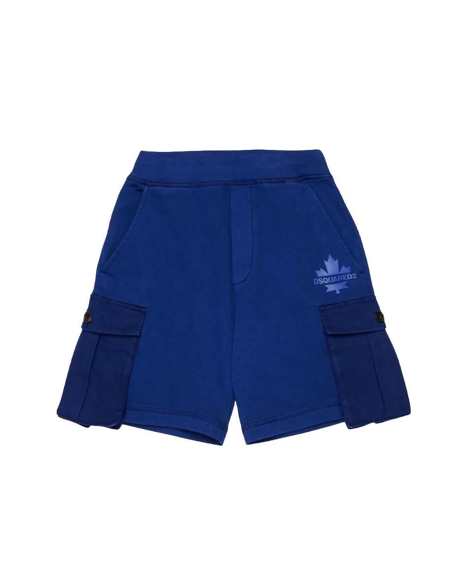 Dsquared2 Kids Bermuda Blu con Tasche e Logo per Bambini