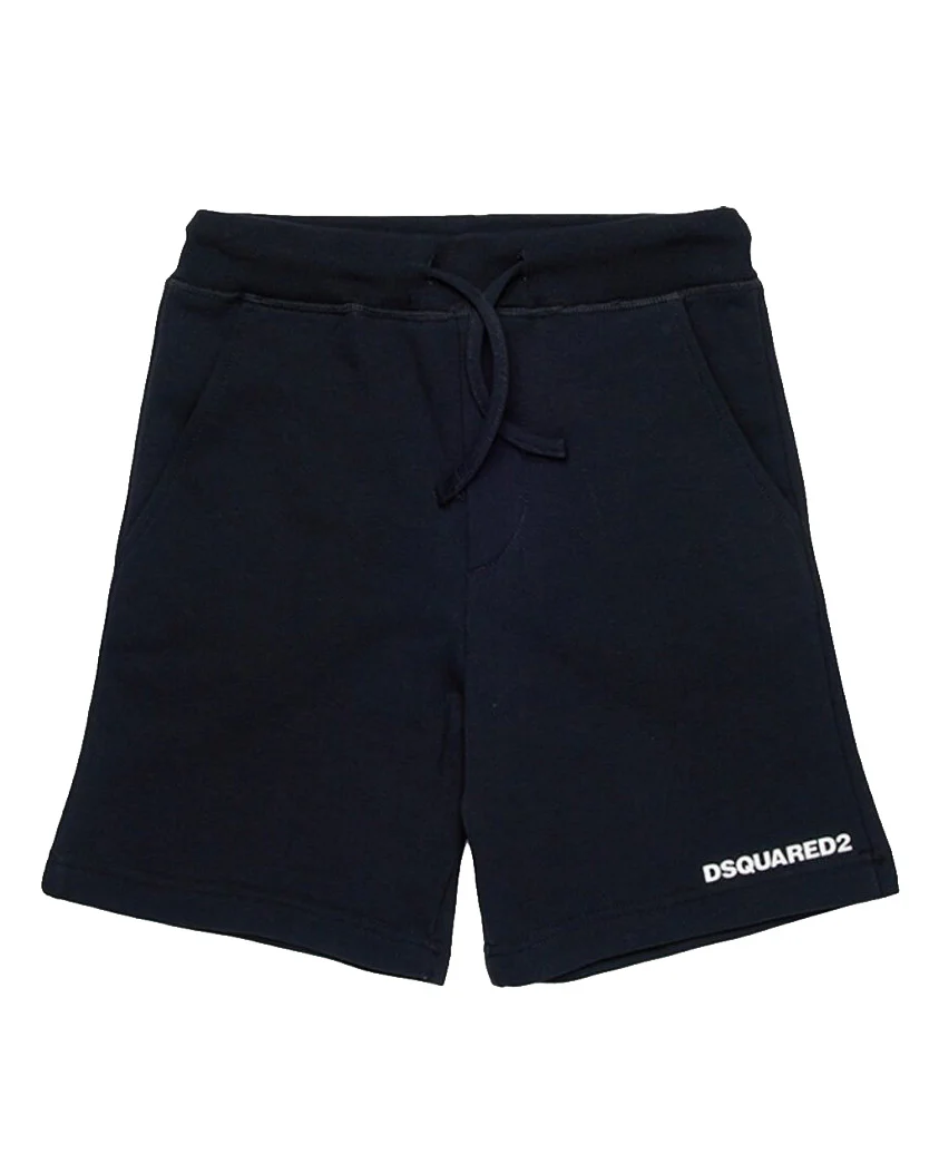 Dsquared2 Kids Bermuda nero con Dettaglio Stampa Logo per Bambini