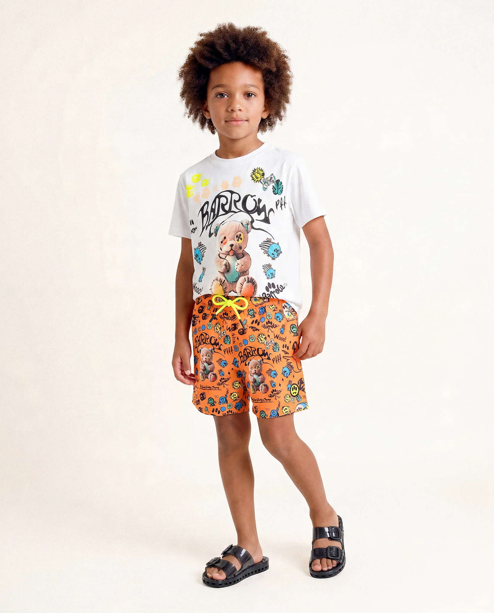 Barrow Kids Costume Short Arancione Fluo Fantasia All-Over per Bambini