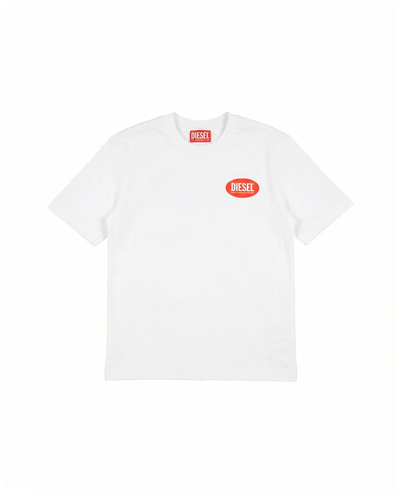 Diesel Kids T-Shirt Bianco con Stampa Logo per Bambini