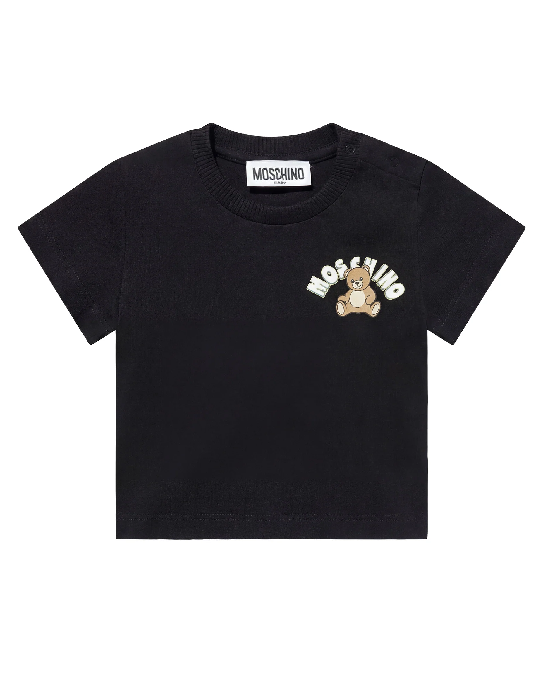 Moschino Kids T-Shirt Nero con Logo Teddy Bear per Neonato