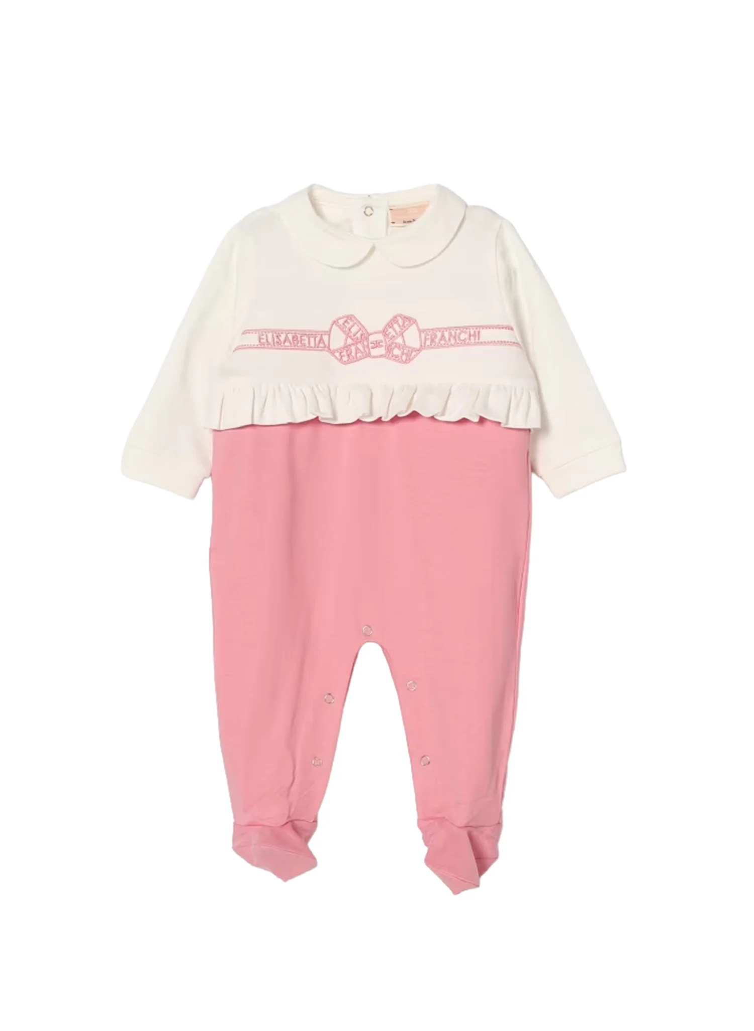 Elisabetta Franchi La Mia Bambina Tutina Avorio/ortensia con Ricamo Logo per Neonate