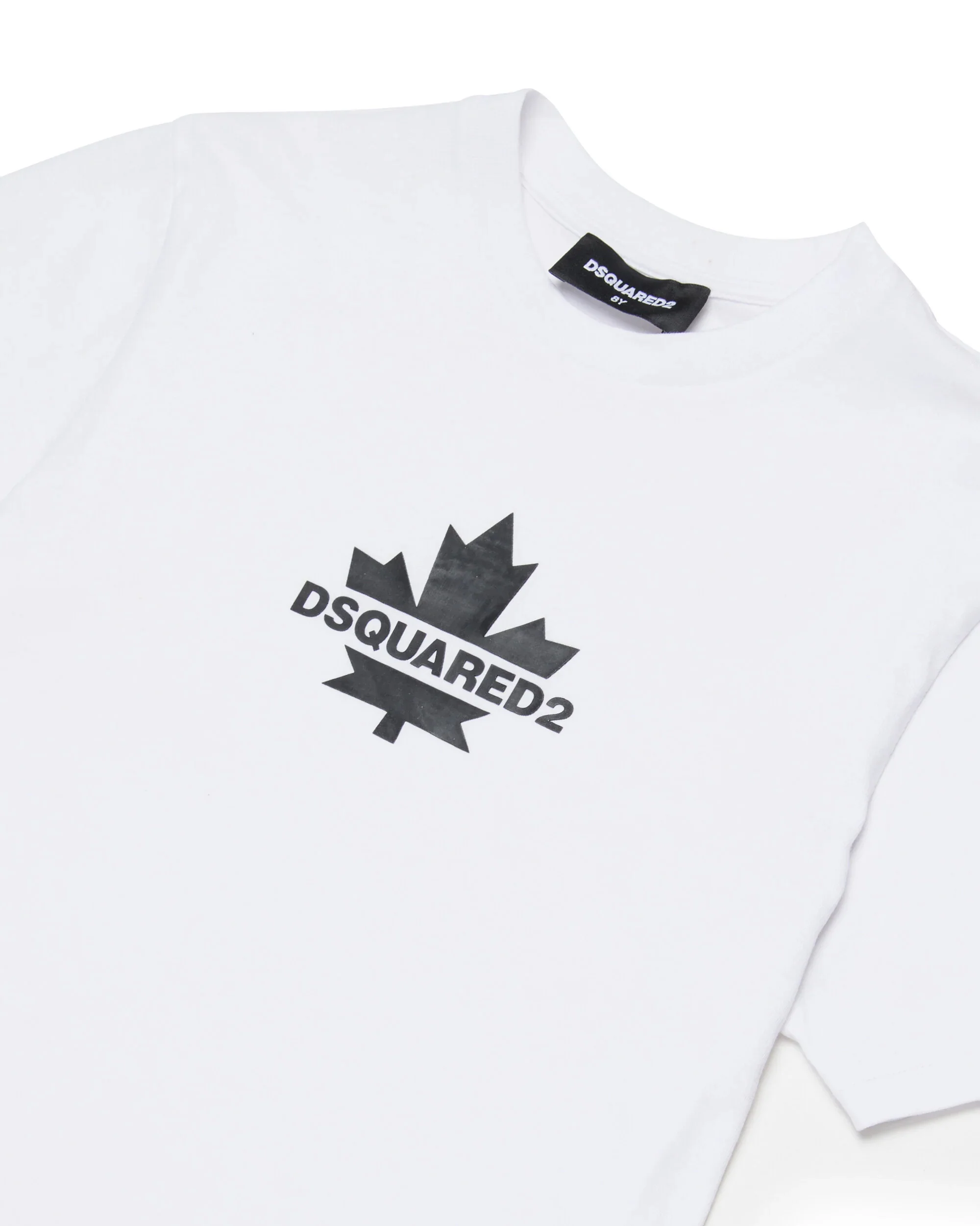Dsquared2 Kids T-shirt Bianca con Stampa Logo Foglia D'acero per Bambini
