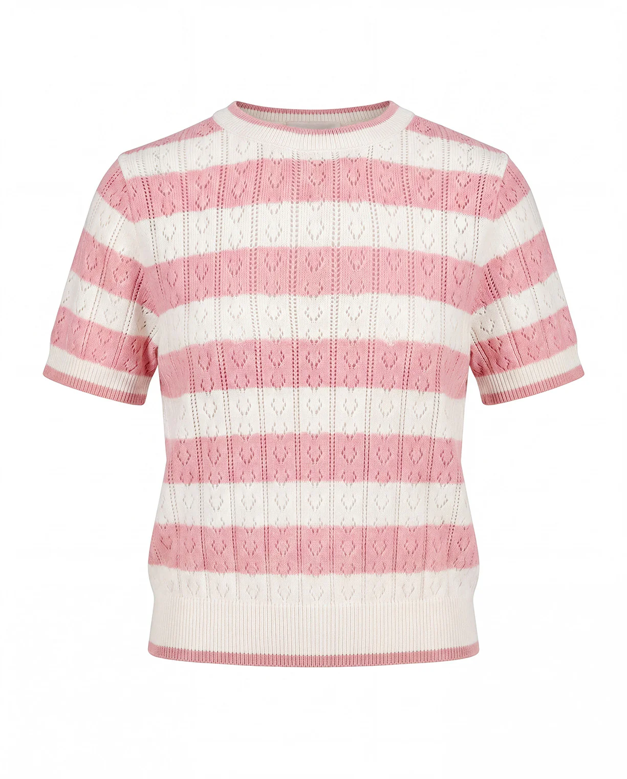 Vicolo Kids T-Shirt a Righe Bianco e Rosa in Maglia per Bambine