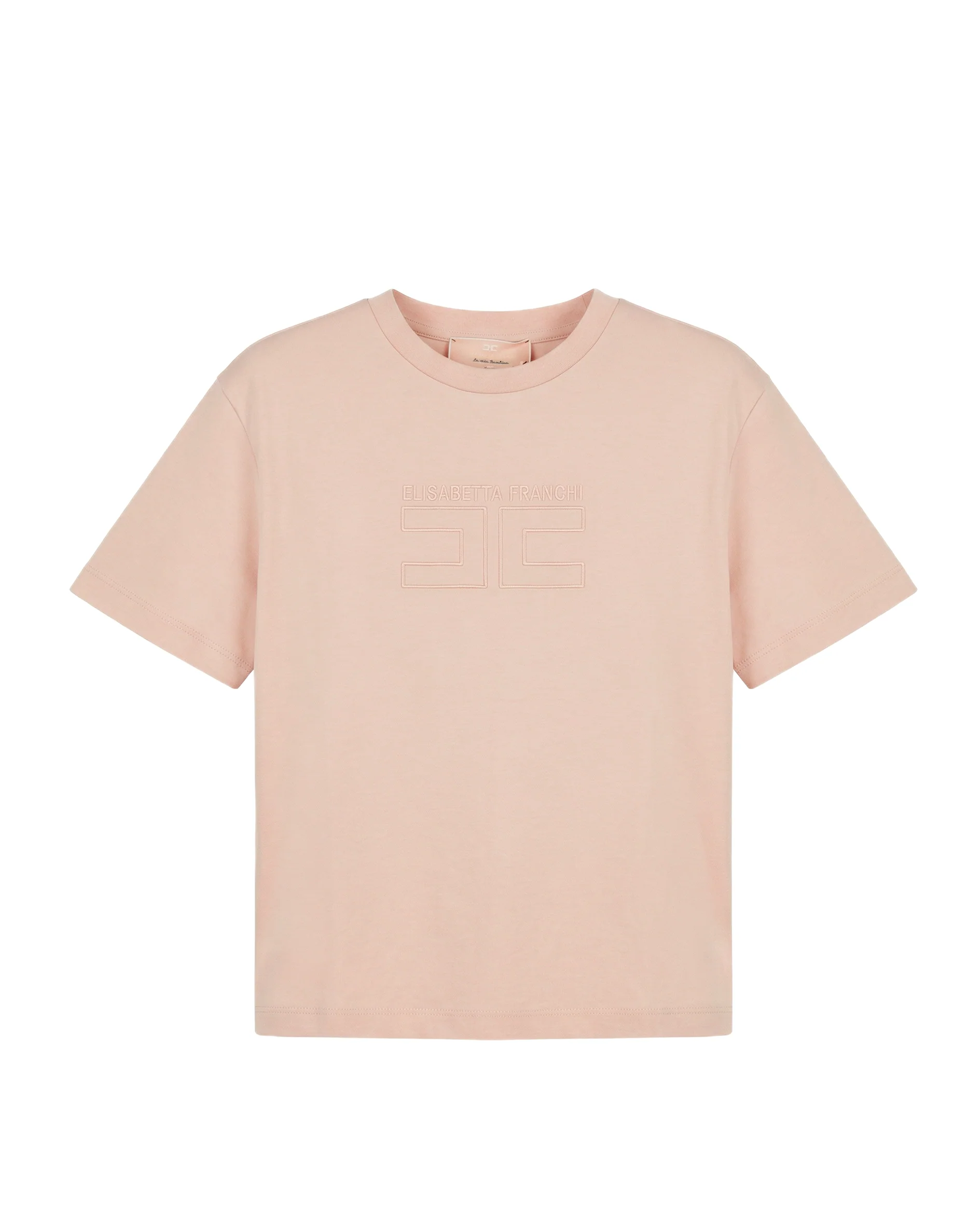 Elisabetta Franchi La Mia Bambina T-shirt Rosa con Ricamo Logo per Bambine