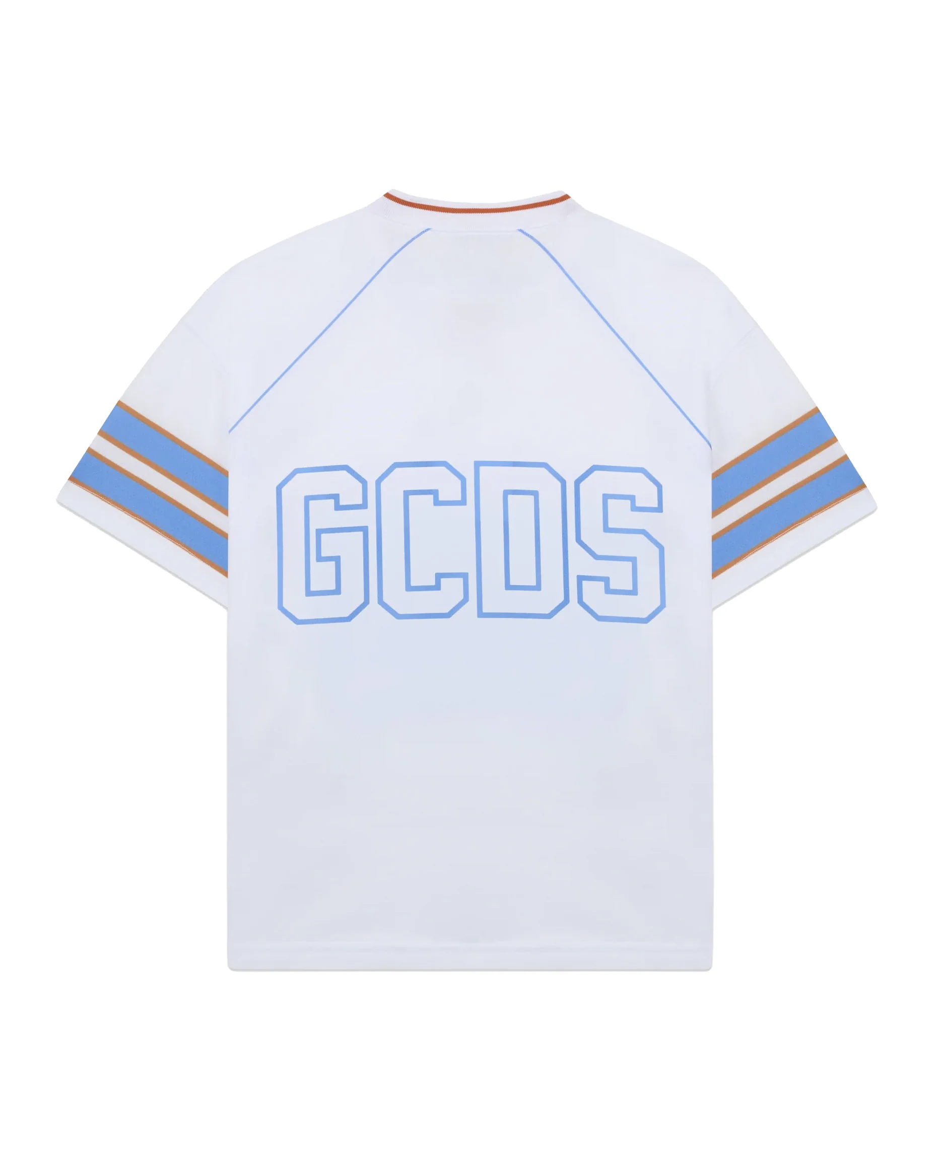 Gcds Kids T-Shirt Bianco e Blu con Logo per Bambini