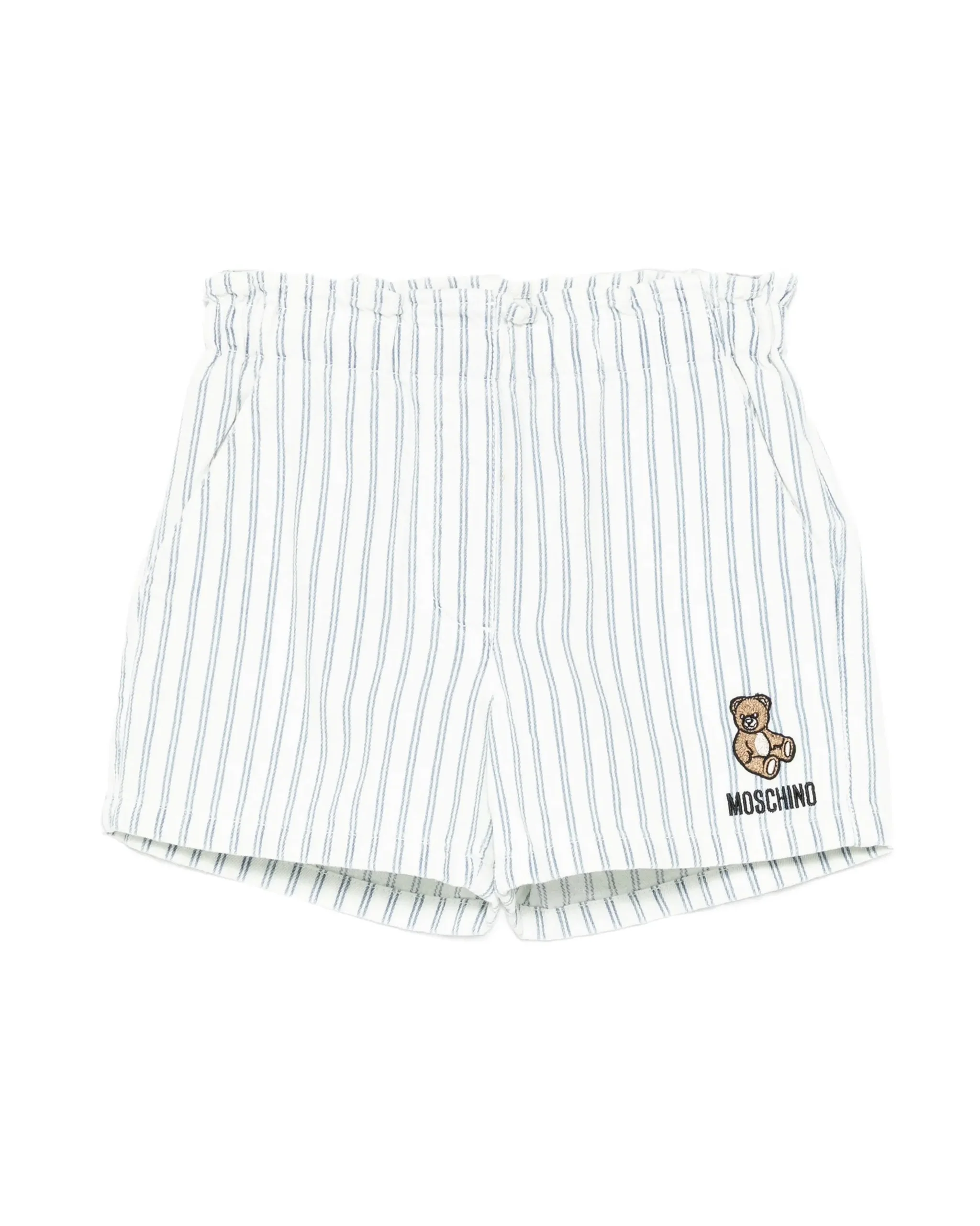 Moschino Kids Short a Strisce Denim con Teddy per Neonate