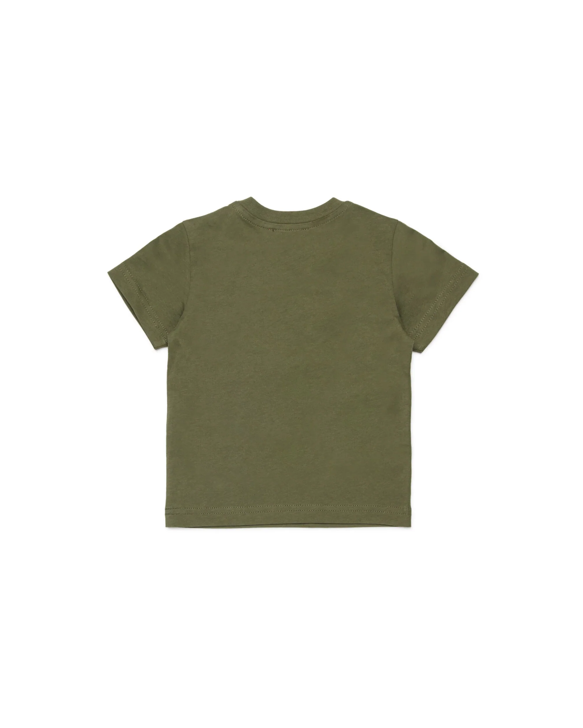 Diesel Kids T-shirt Verde Militare con Doppia Stampa Logo Ovald D per Neonati