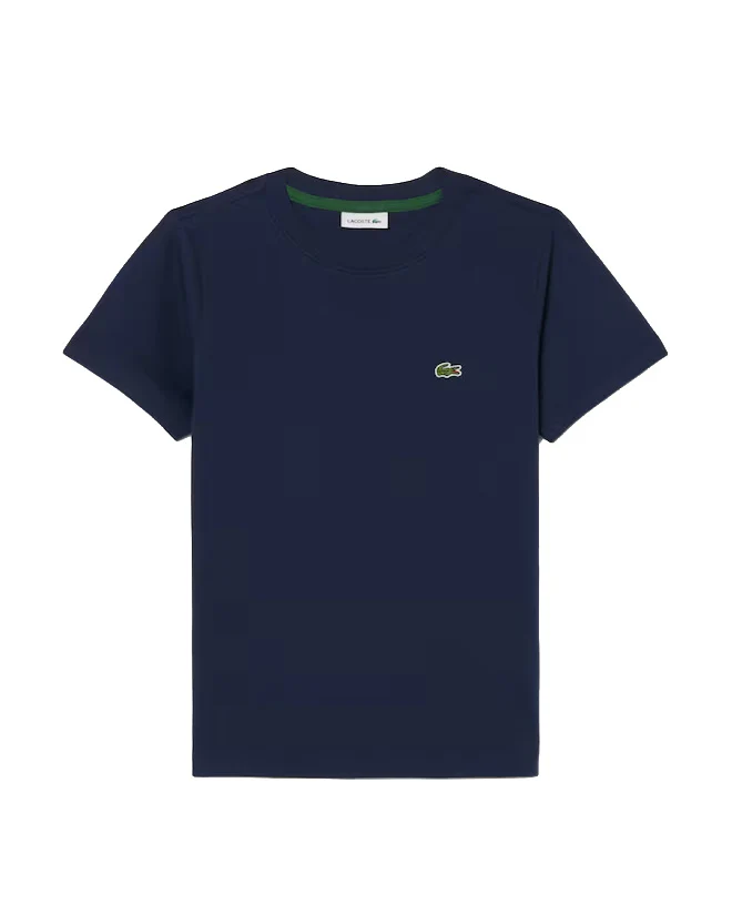 Lacoste Kids T-Shirt Blu con Ricamo Logo Unisex
