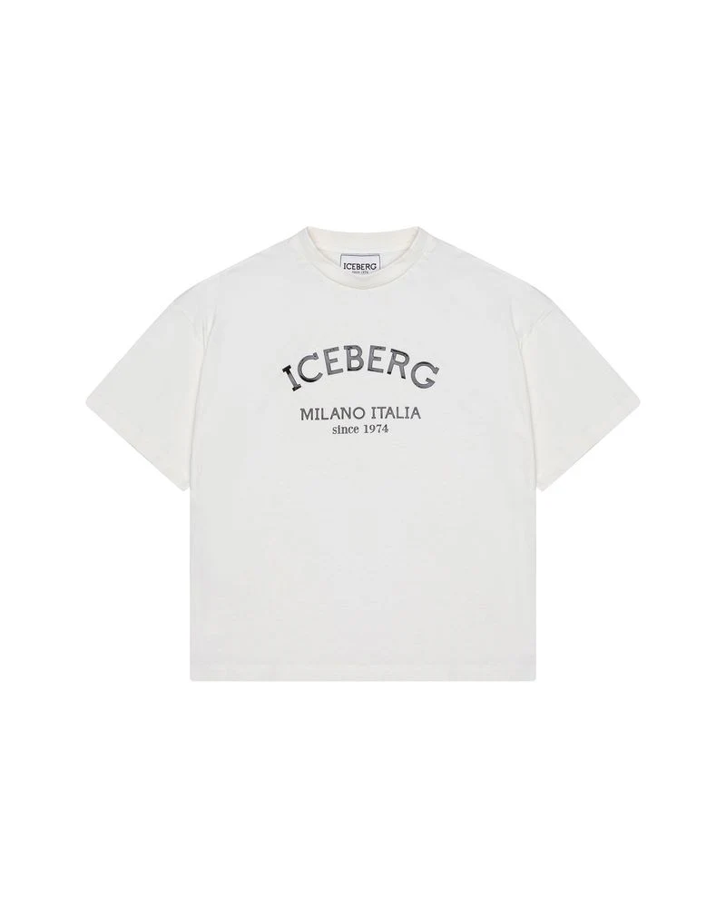 Iceberg Kids T-Shirt Off-White con Stampa Logo Unisex
