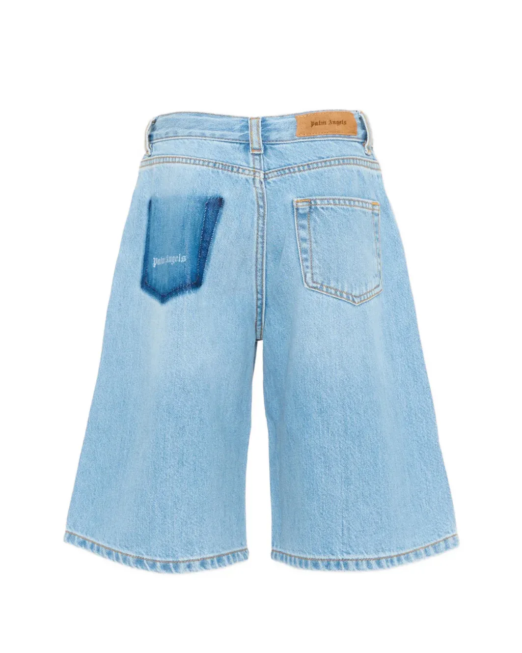 Palm Angels Kids Bermuda in Denim con Logo sul Retro per Bambini