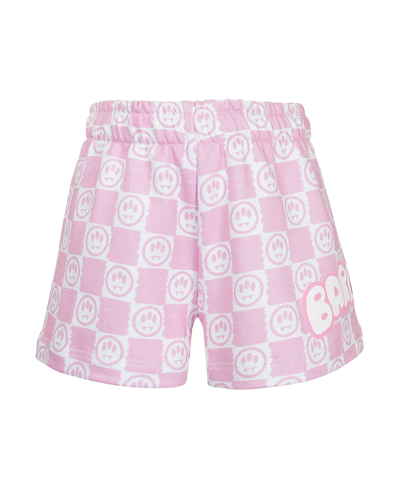 Barrow Kids Short Fantasia a Scacchi Rosa e Bianco con Stampe Logo per Bambine