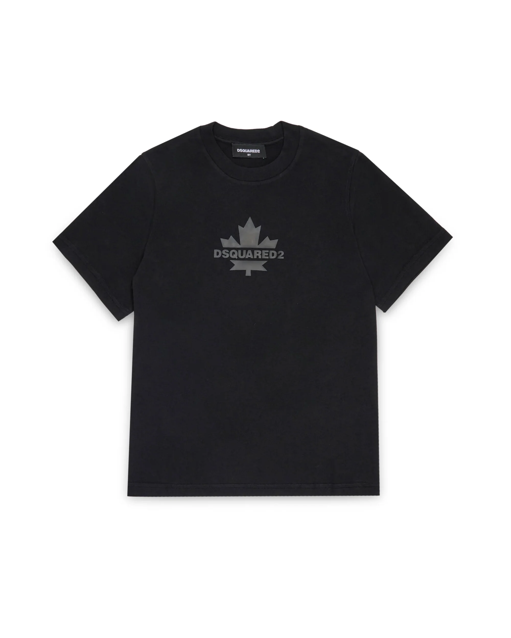 Dsquared2 Kids T-shirt Nera con Stampa Logo Foglio d'acero per Bambini