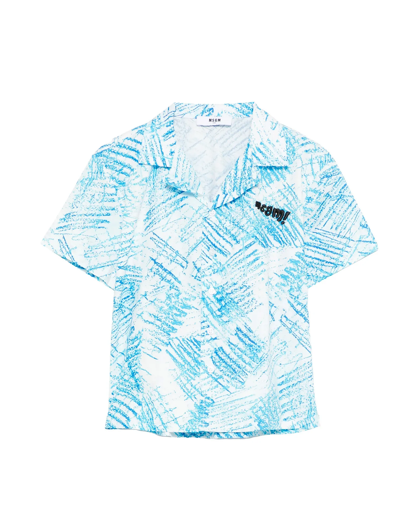 Msgm Kids Camicia Bianco/Azzurro a Fantasia per Bambini