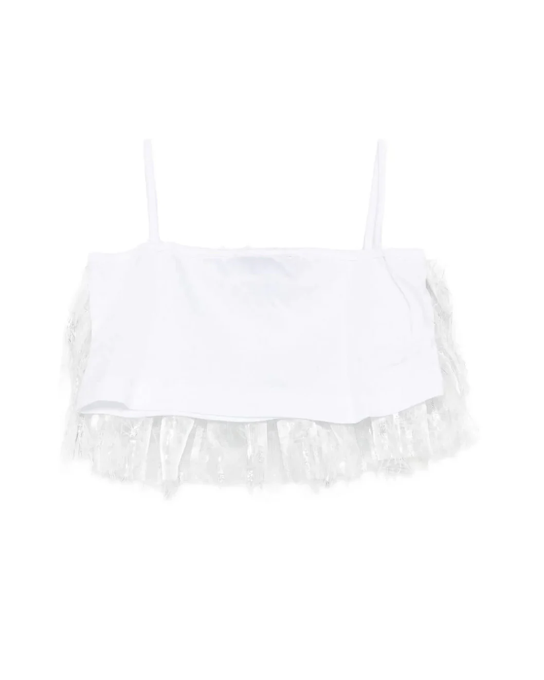 A'lapage Kids Top Bianco Frangiato per Bambine