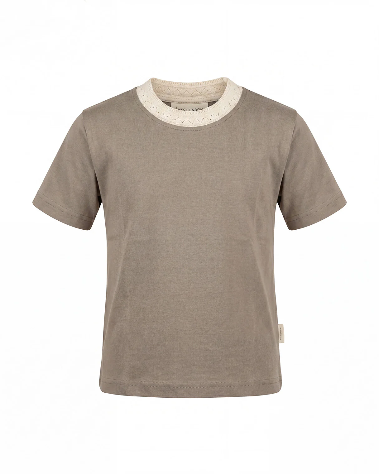 Yes London Kids T-Shirt Fango con Colletto Ricamato per Bambini