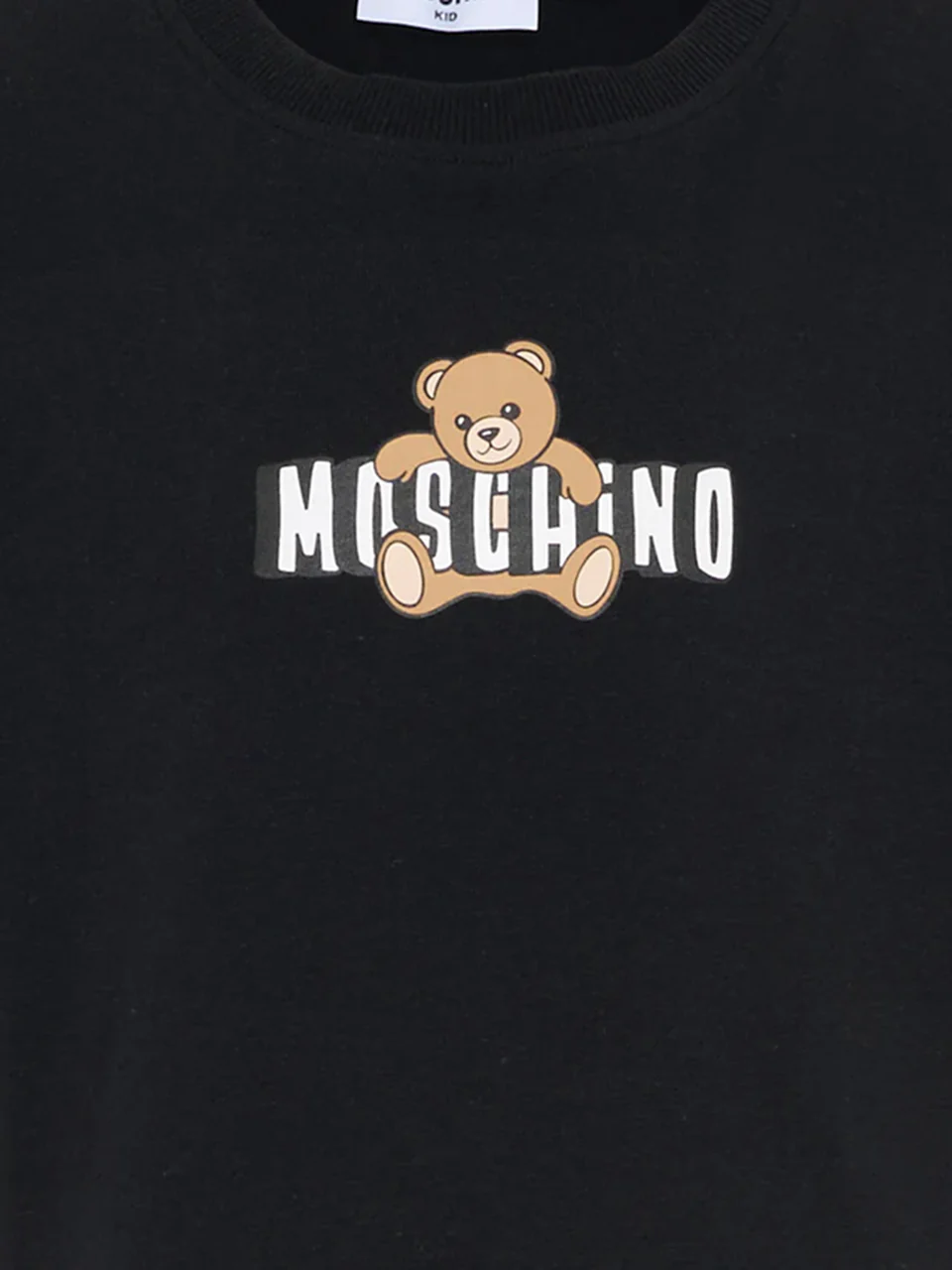 Moschino Kids T-Shirt Crop Nera con Teddy Bear per Bambine