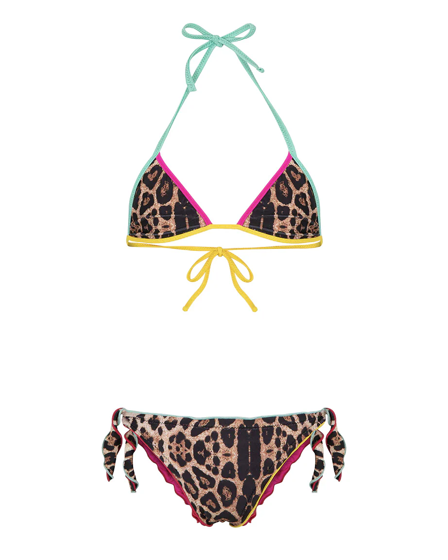 F**K Kids Costume Due Pezzi Fantasia Leopardato per Bambine