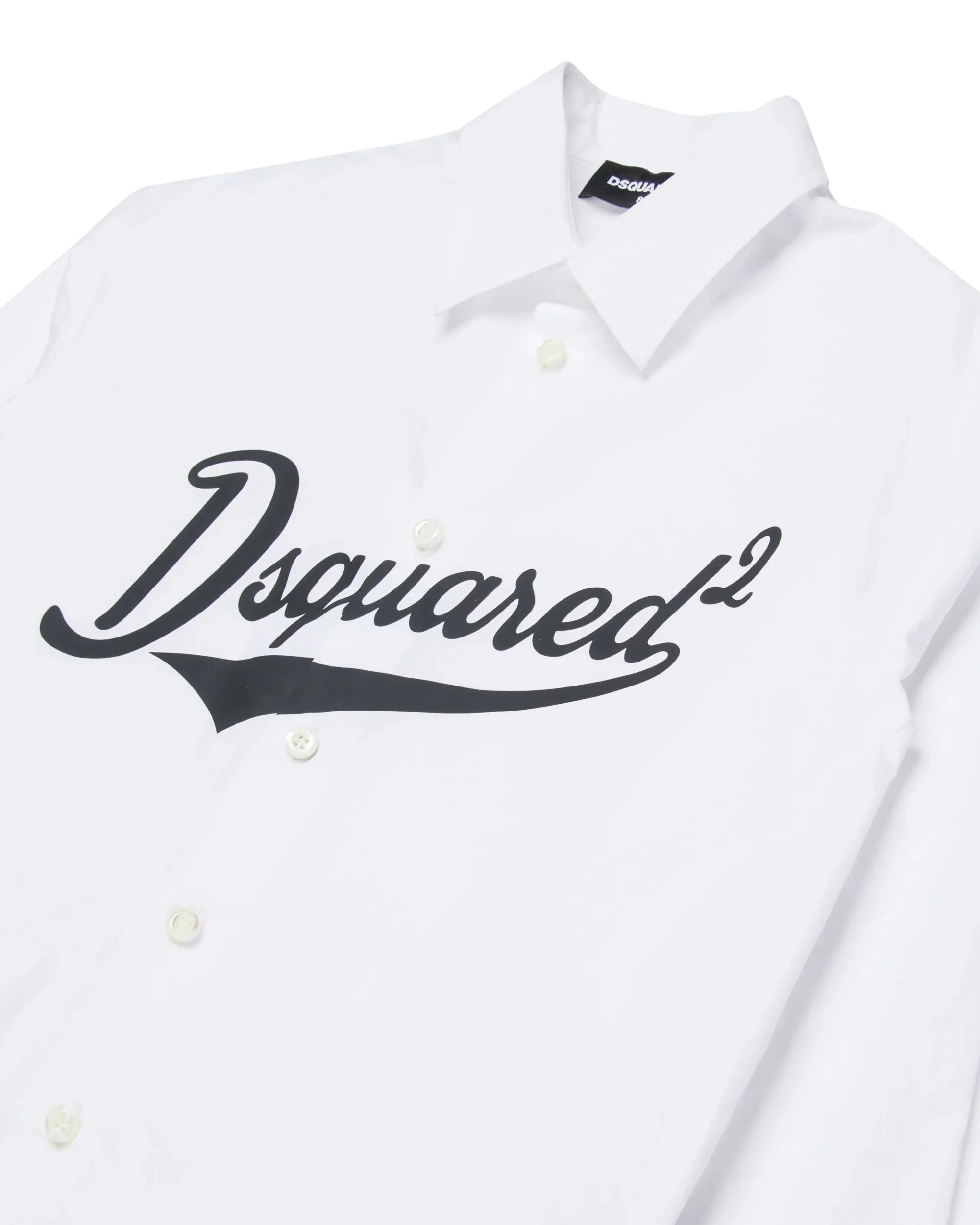Dsquared2 Kids Camicia Bianca con Maxi Stampa Logo a Contrasto per Bambini