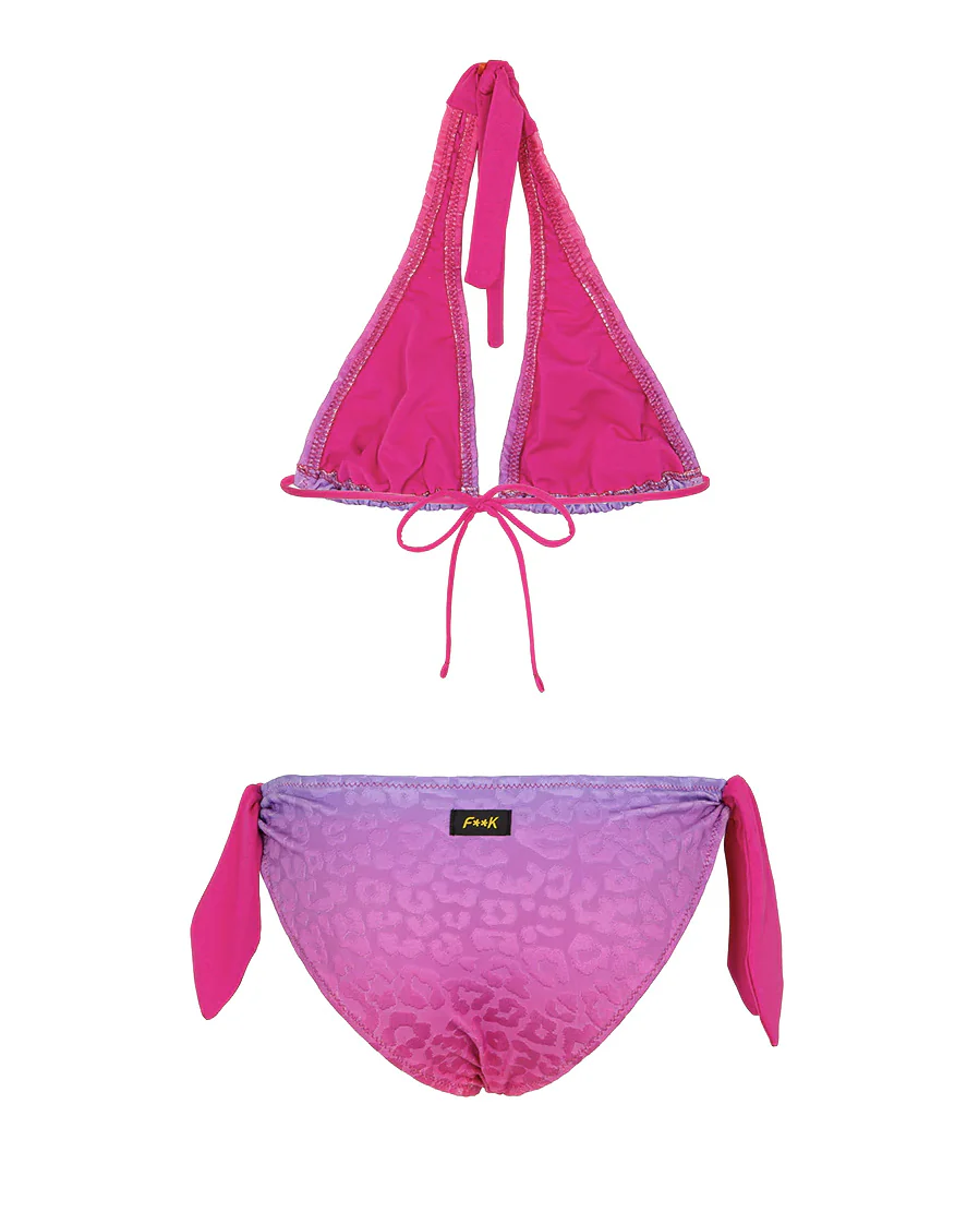 F**K Kids Costume Fantasia Leopardato Viola per Bambine