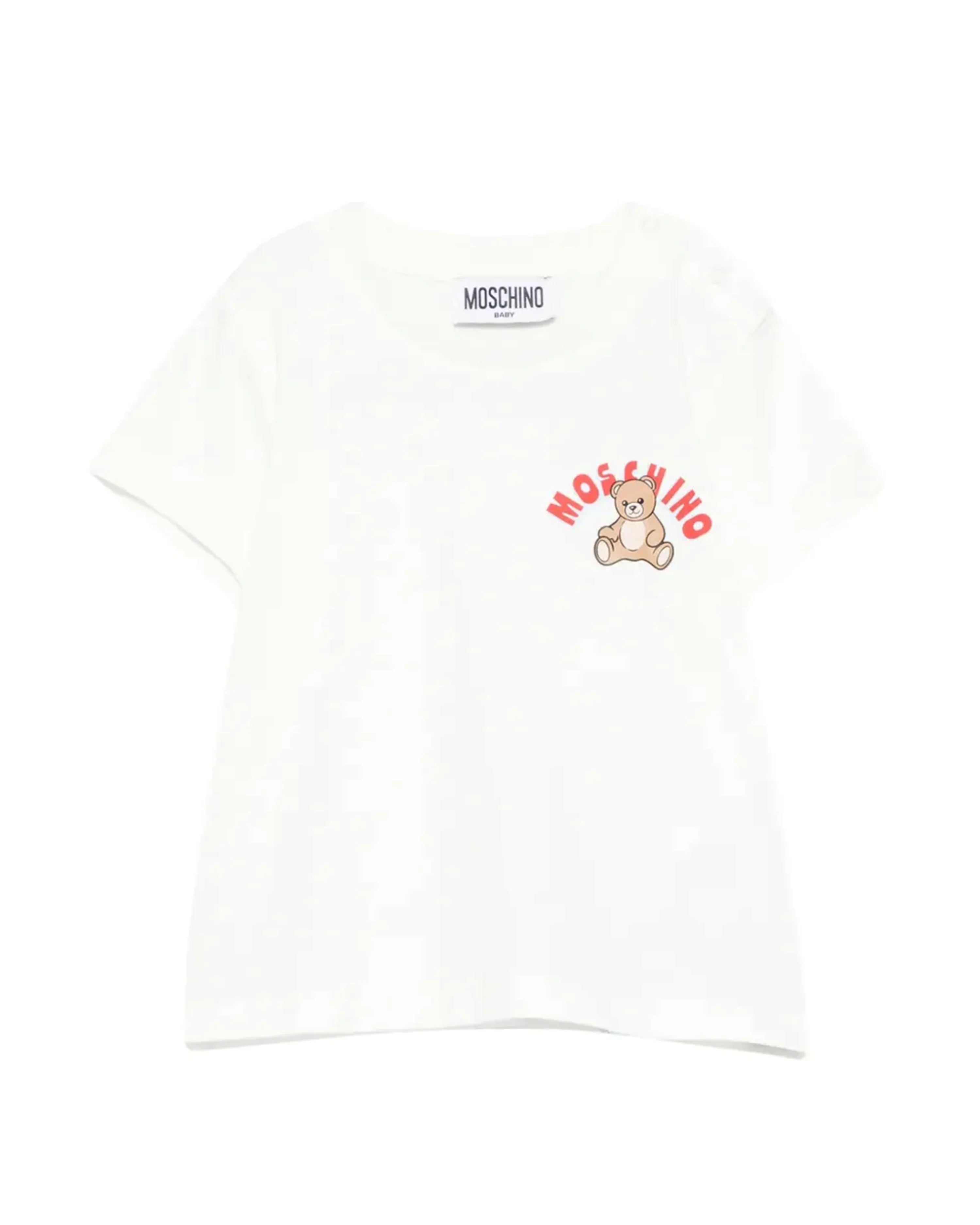 Moschino Kids T-Shirt Panna con Logo Teddy Bear per Neonati