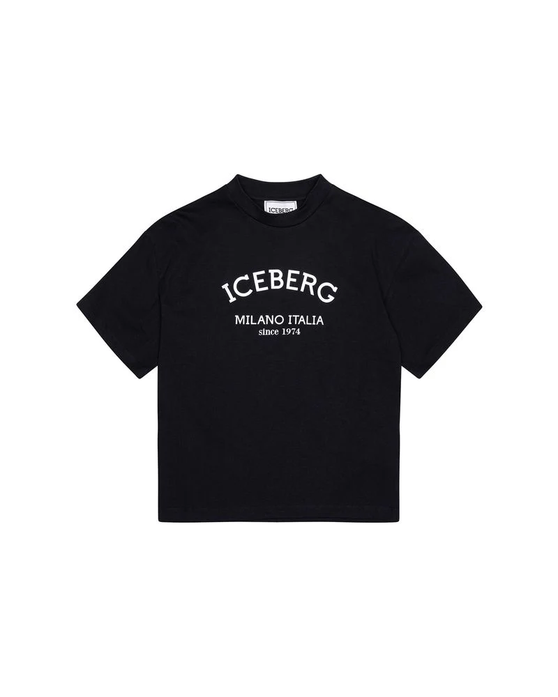 Iceberg Kids T-Shirt Nero con Stampa Logo Unisex