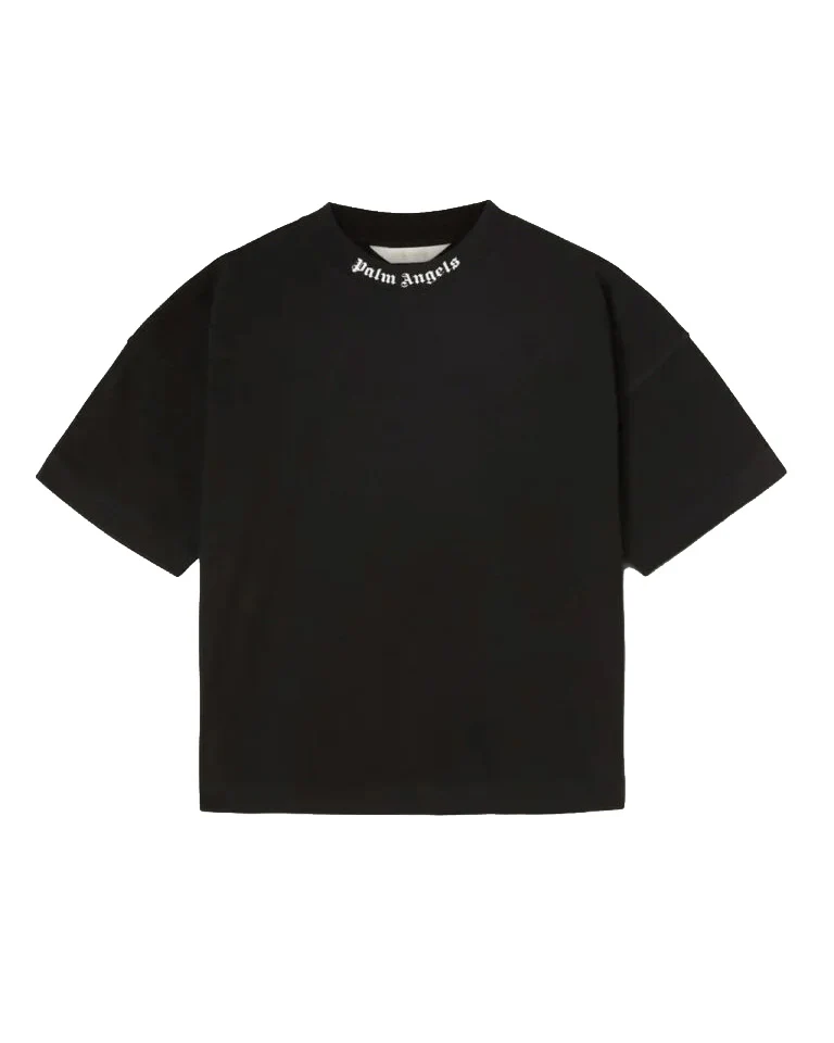 Palm Angels Kids T-Shirt Nero con Stampa Logo per Bambini