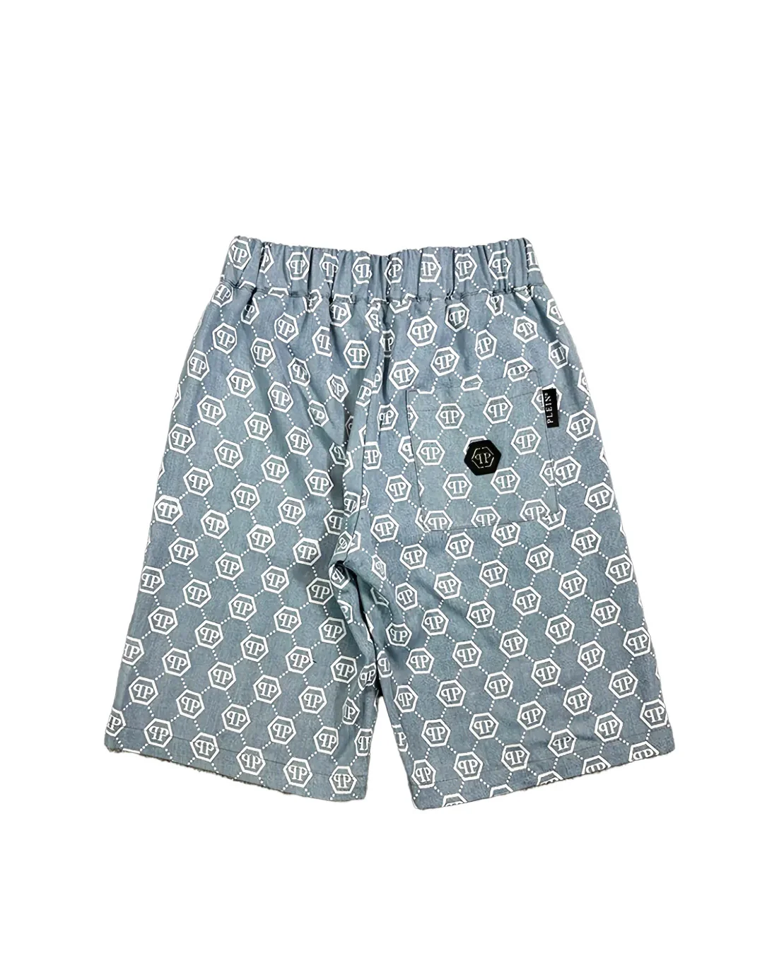 Philipp Plein Kids Bermuda in Denim con Logo All-Over per Bambini