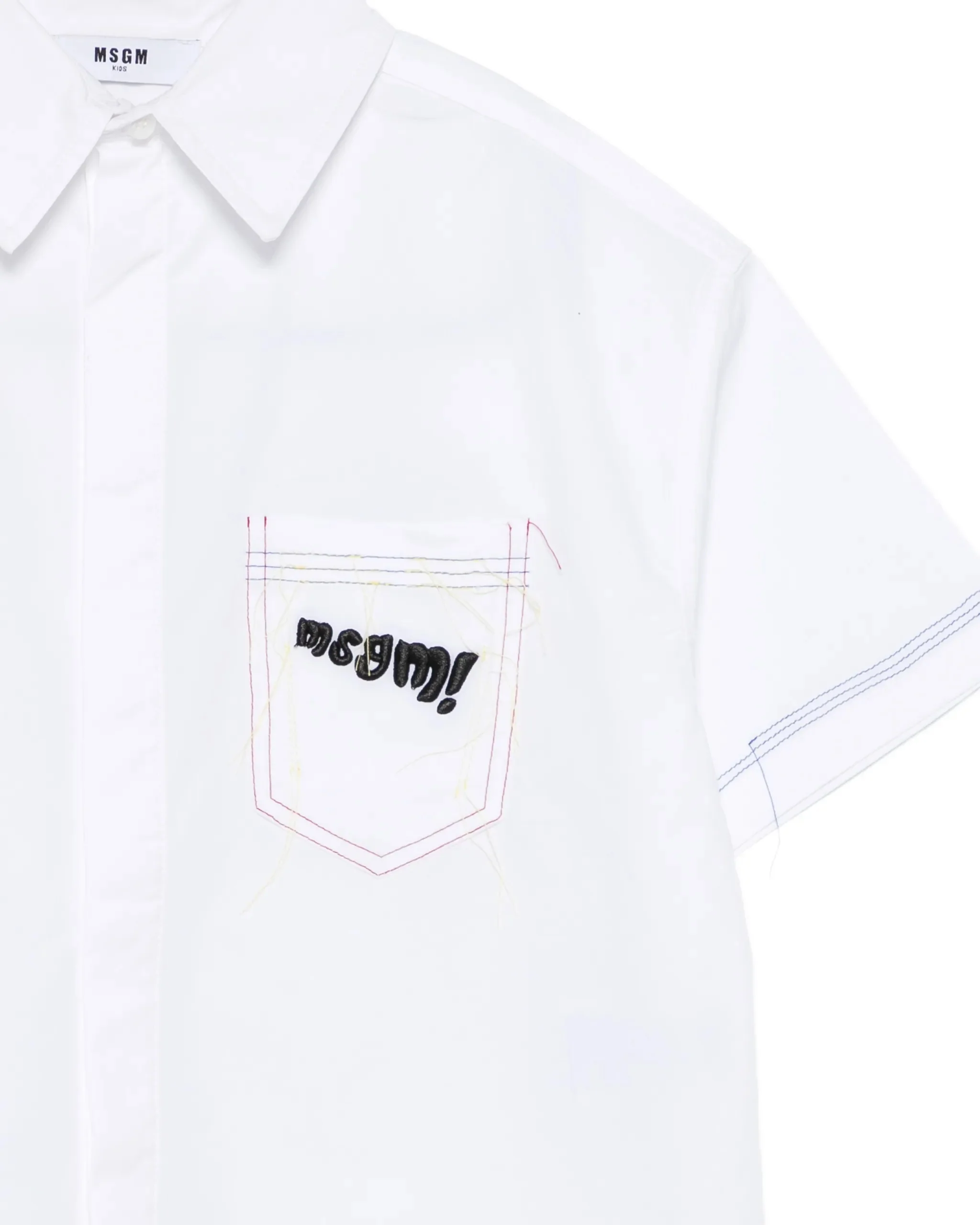 Msgm Kids Camicia Bianco con Cuciture a Vista